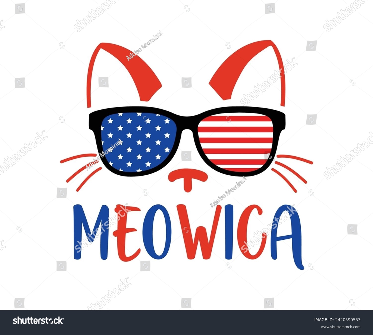SVG of Meowica Svg,Independence Day,Patriot Svg,4th of July Svg,America Svg,USA Flag Svg,4th of July Quotes,Freedom Shirt,Memorial Day,Svg Cut Files,USA T-shirt,American Flag, svg
