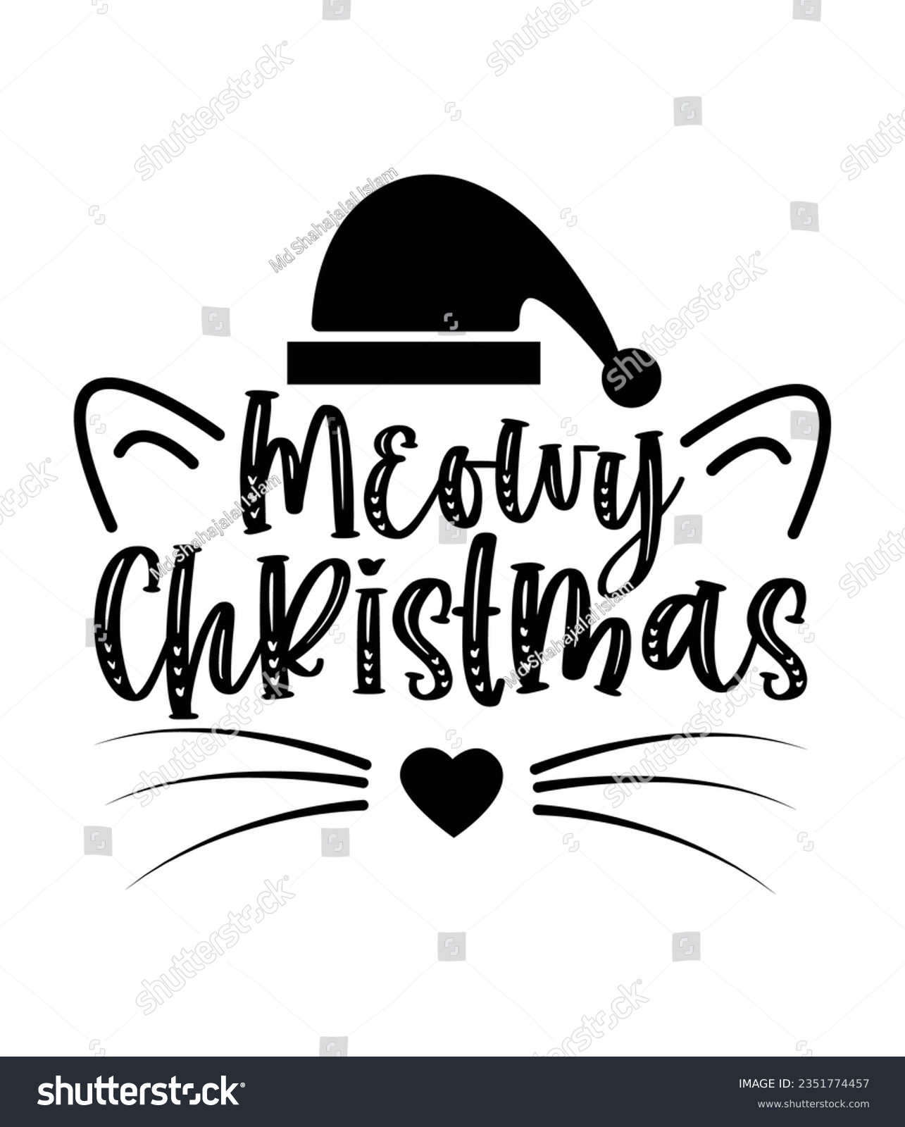 SVG of Meowy Christmas, Christmas SVG, Funny Christmas Quotes, Winter SVG, Merry Christmas, Santa SVG, typography, vintage, t shirts design, Holiday shirt svg