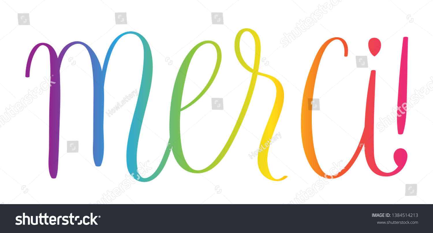 Merci Rainbow Brush Calligraphy Banner Stock Vector (Royalty Free ...