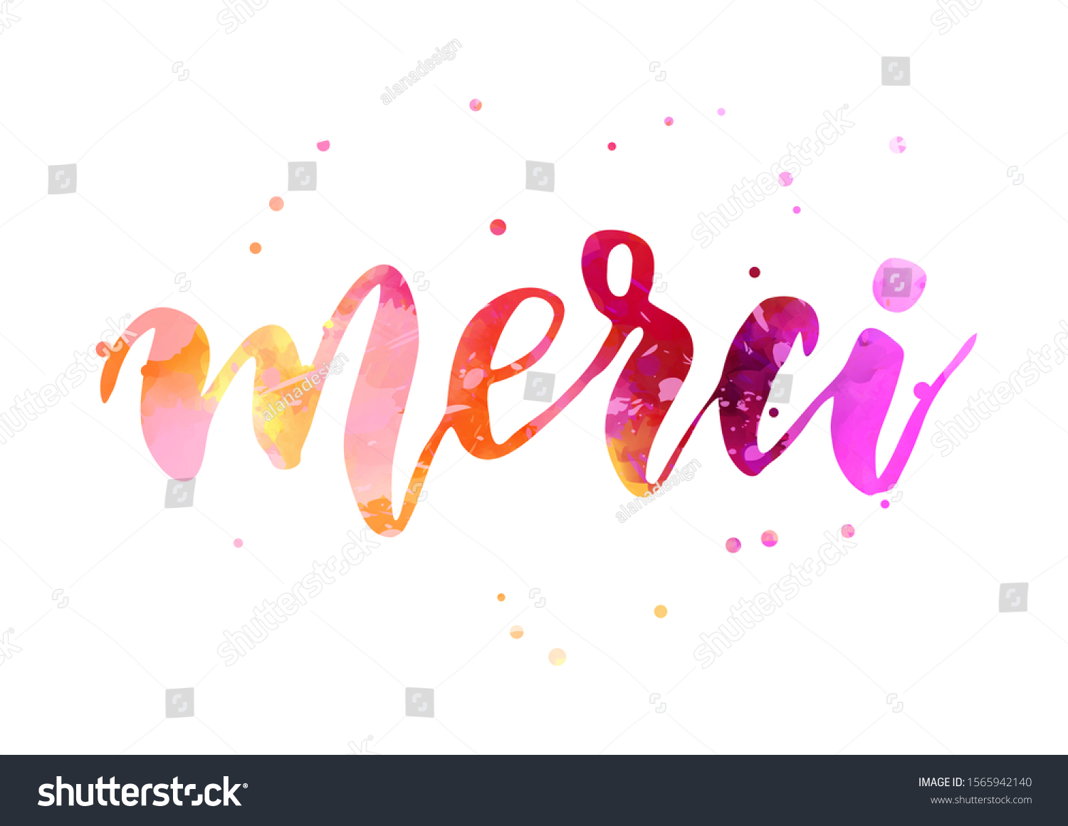 Merci Thank You French Language Handwritten Stock Vector (Royalty Free ...