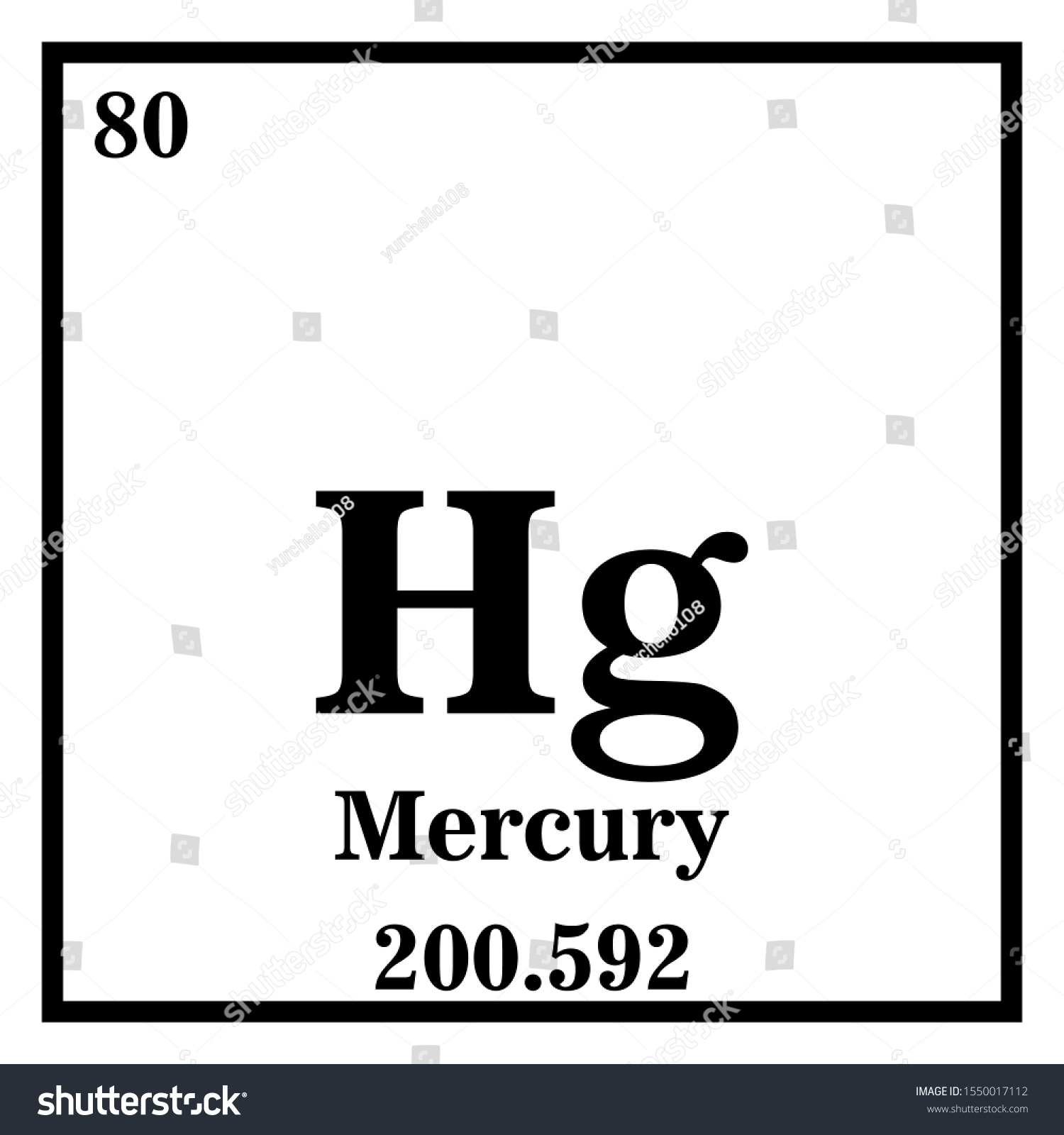 Mercury Periodic Table Elements Vector Illustration Stock Vector 