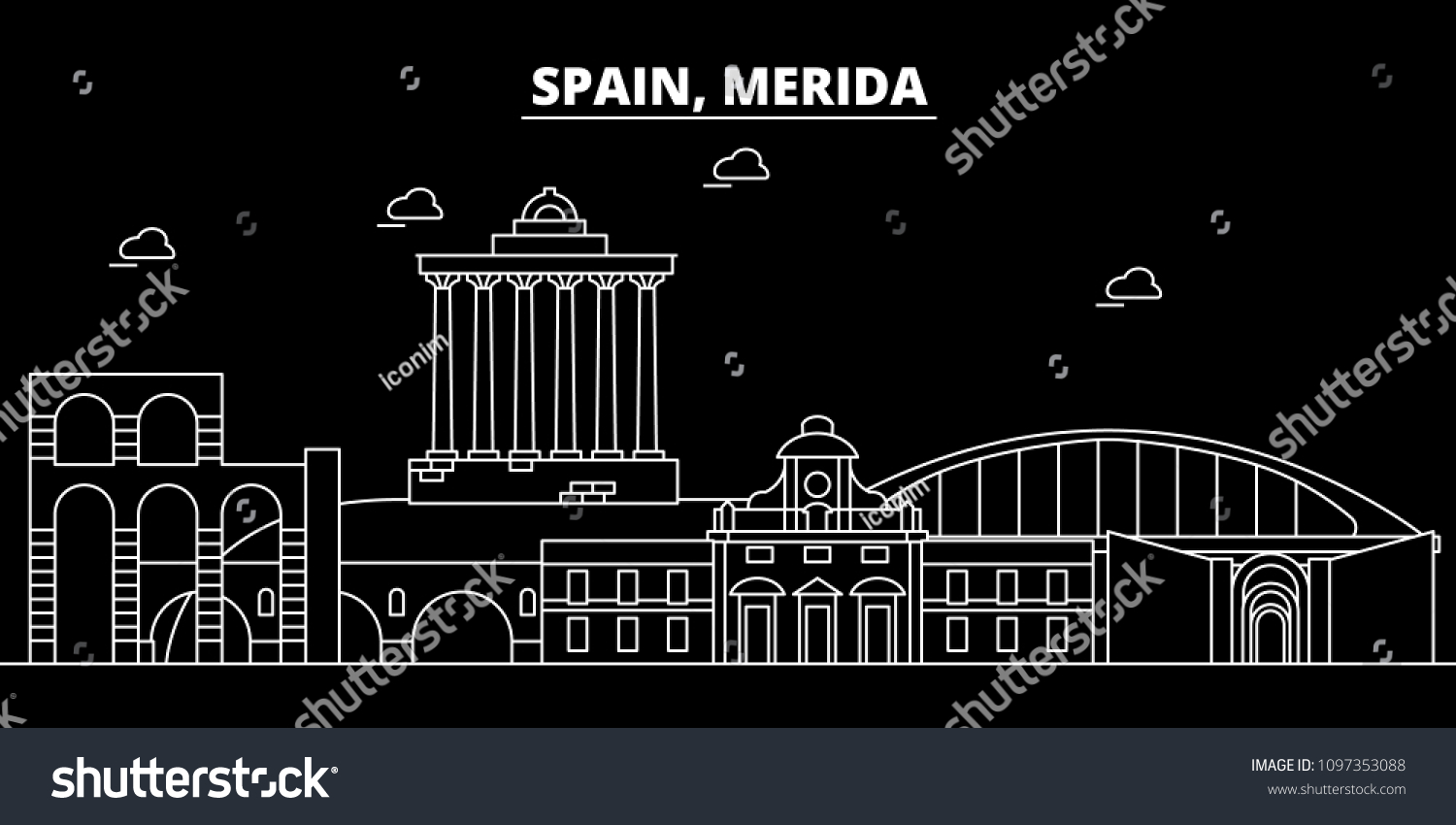 Merida Silhouette Skyline Spain Merida Vector Stock Vector (Royalty ...