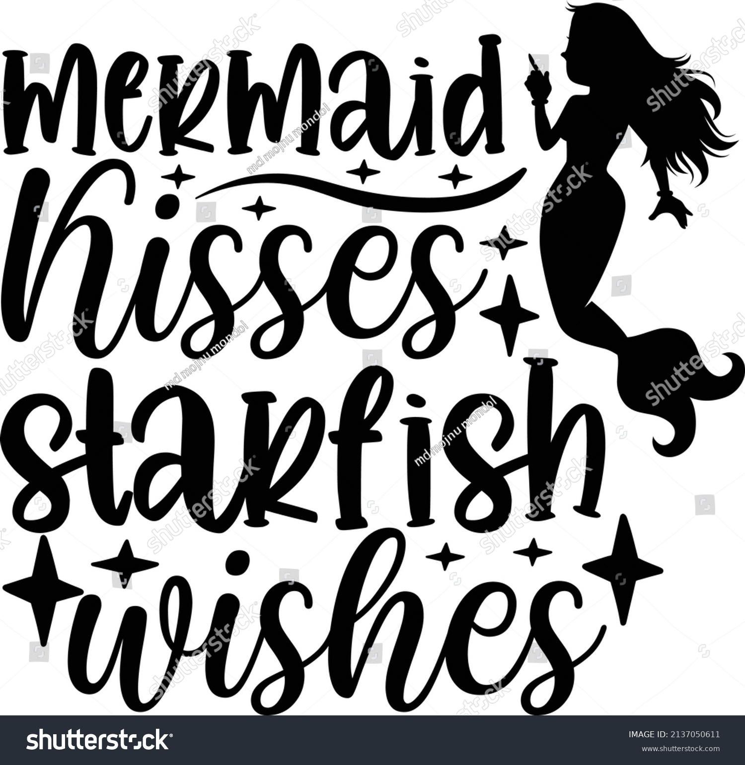 SVG of mermaid kisses starfish wishes  mermaid svg design svg