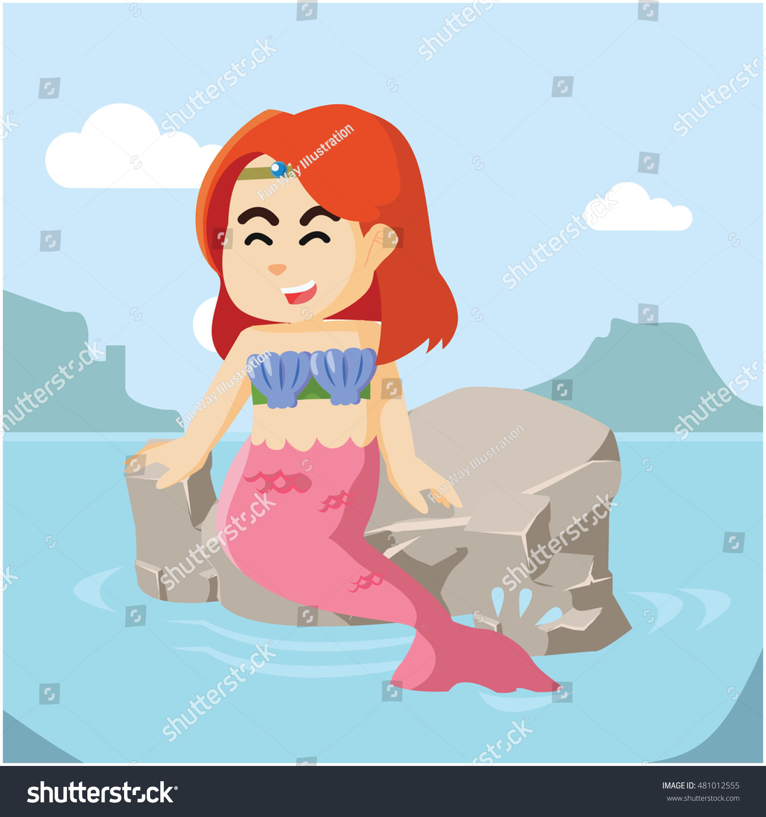 Mermaid On Rock Surface Stock Vector (Royalty Free) 481012555 ...