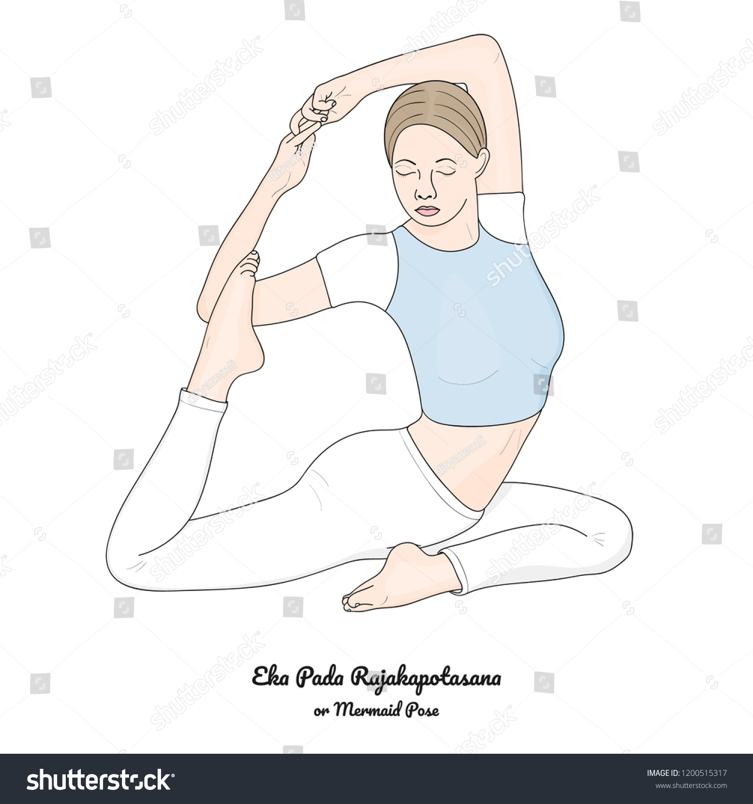 Mermaid Pose Eka Pada Rajakapotasana Vector Stock Vector (Royalty Free ...