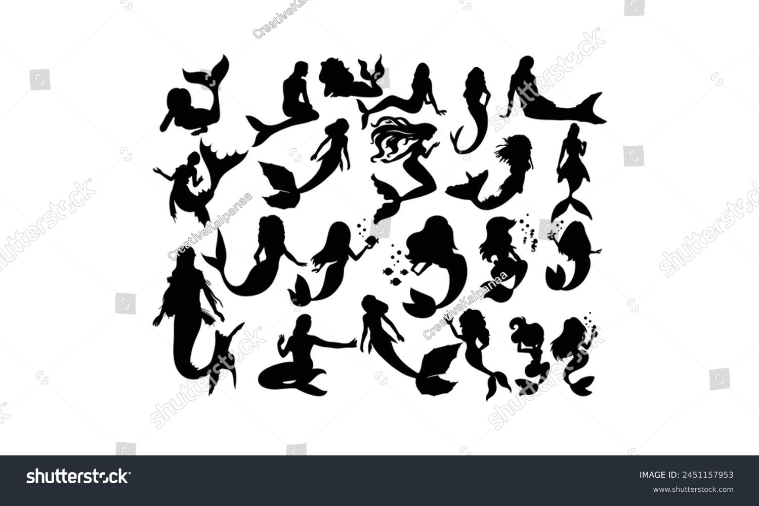SVG of Mermaid SVG,, Silhouette, Cut File, cutting files, printable design, Clipart, svg