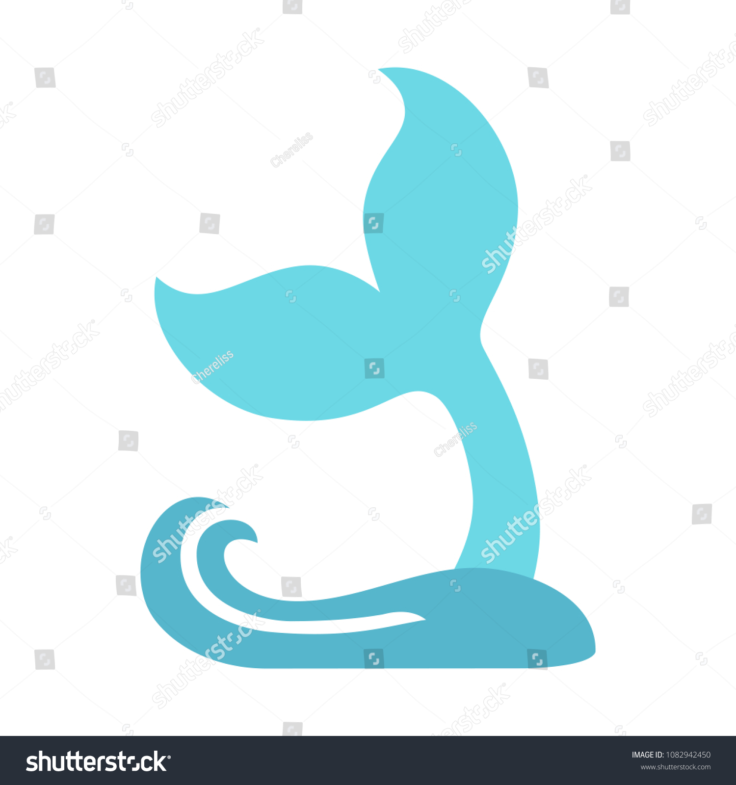 Mermaid Tail Wave Silhouette Whale Tail Stock Vector (Royalty Free ...