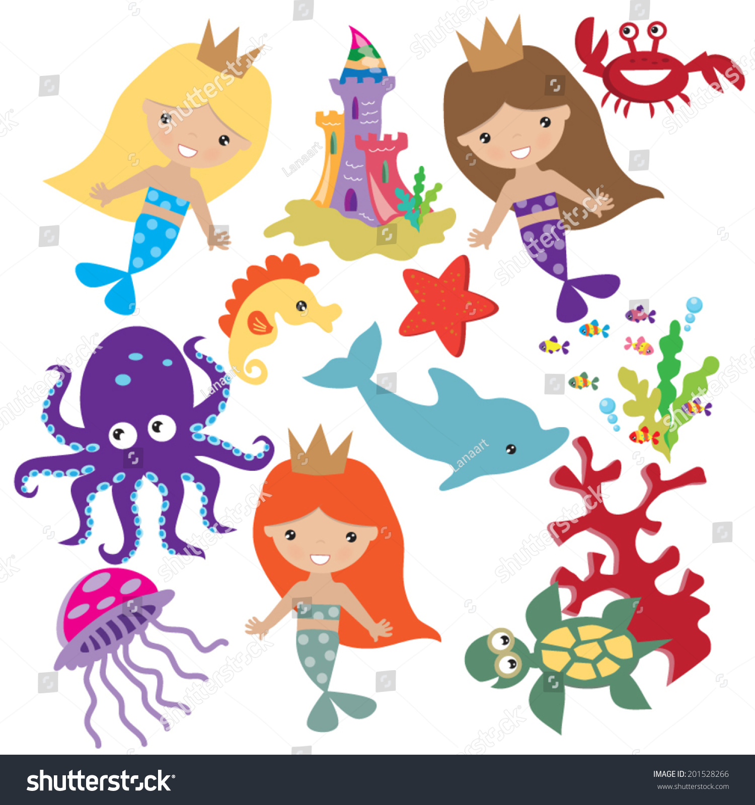 Mermaids Vector Illustration Stock Vector (Royalty Free) 201528266 ...