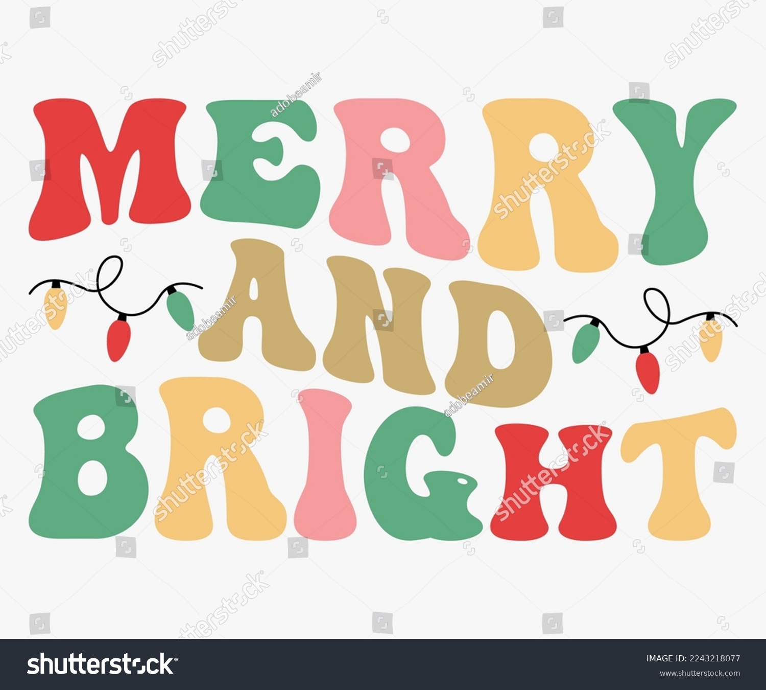 SVG of Merry and Bright Christmas Saying SVG, Retro Christmas T-shirt, Funny Christmas Quotes, Merry Christmas Saying SVG, Holiday Saying SVG, New Year Quotes, Winter Quotes SVG, Cut File for Cricut svg