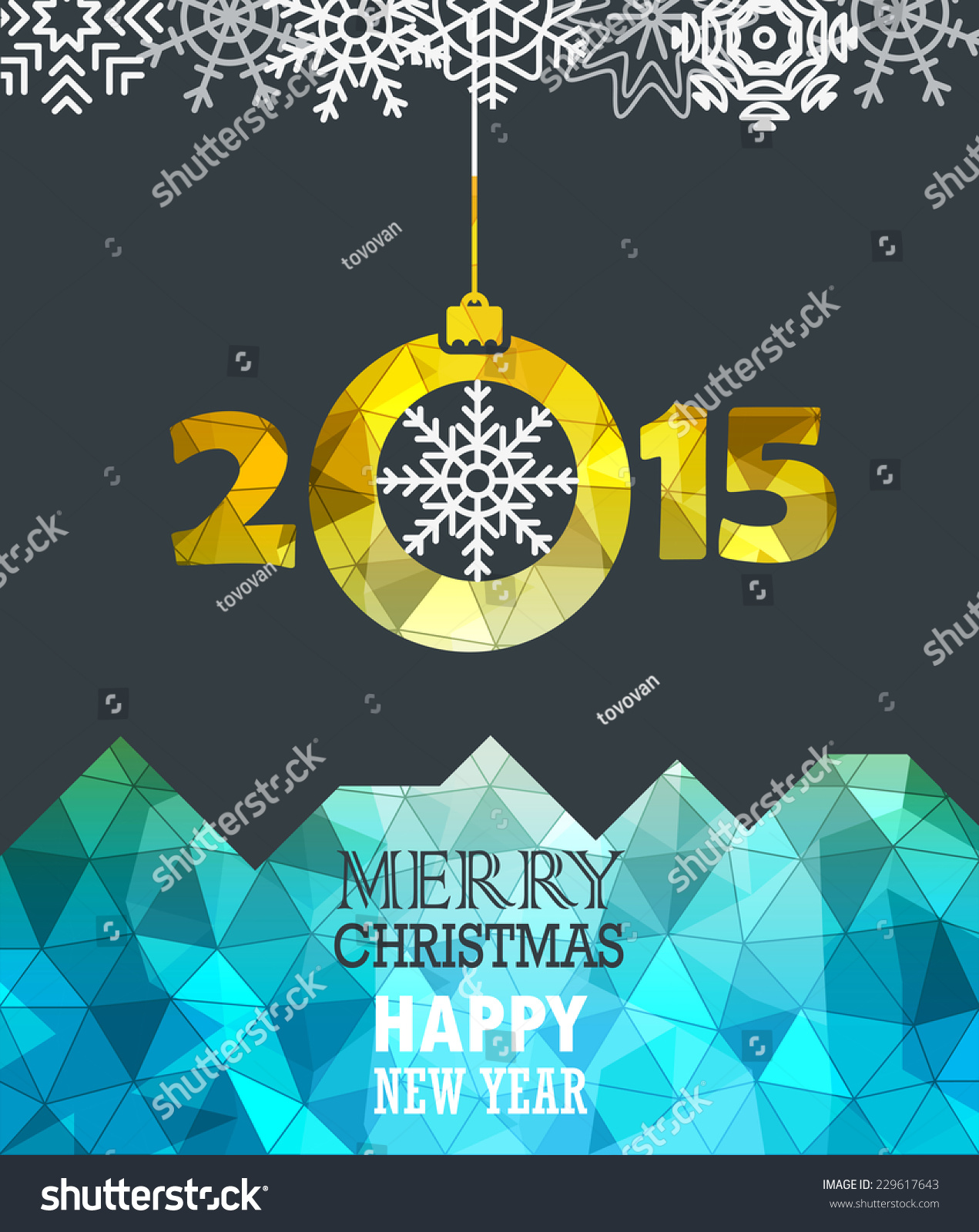 Merry Christmas Happy New Year Greeting Stock Vector 229617643