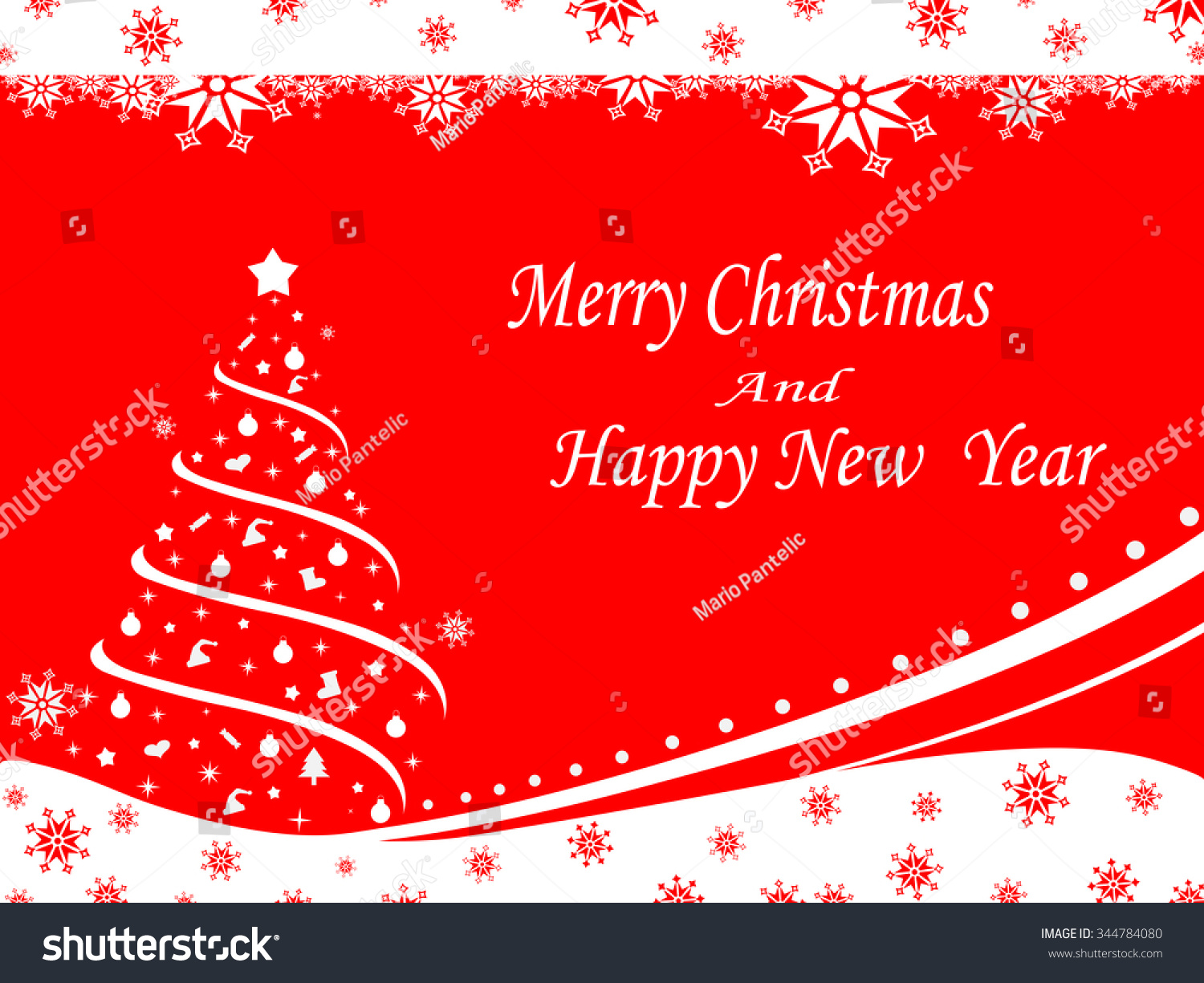 Merry Christmas And Happy New Year Stock Vector Illustration 344784080