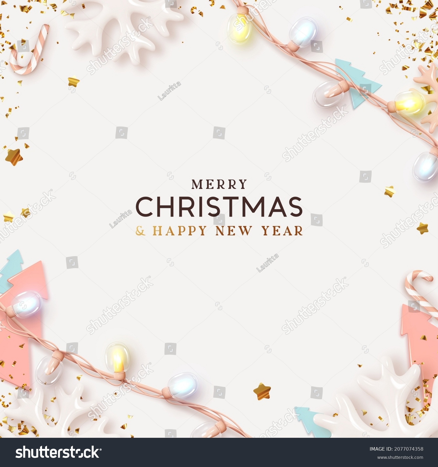 Merry Christmas Happy New Year Background Stock Vector (Royalty Free