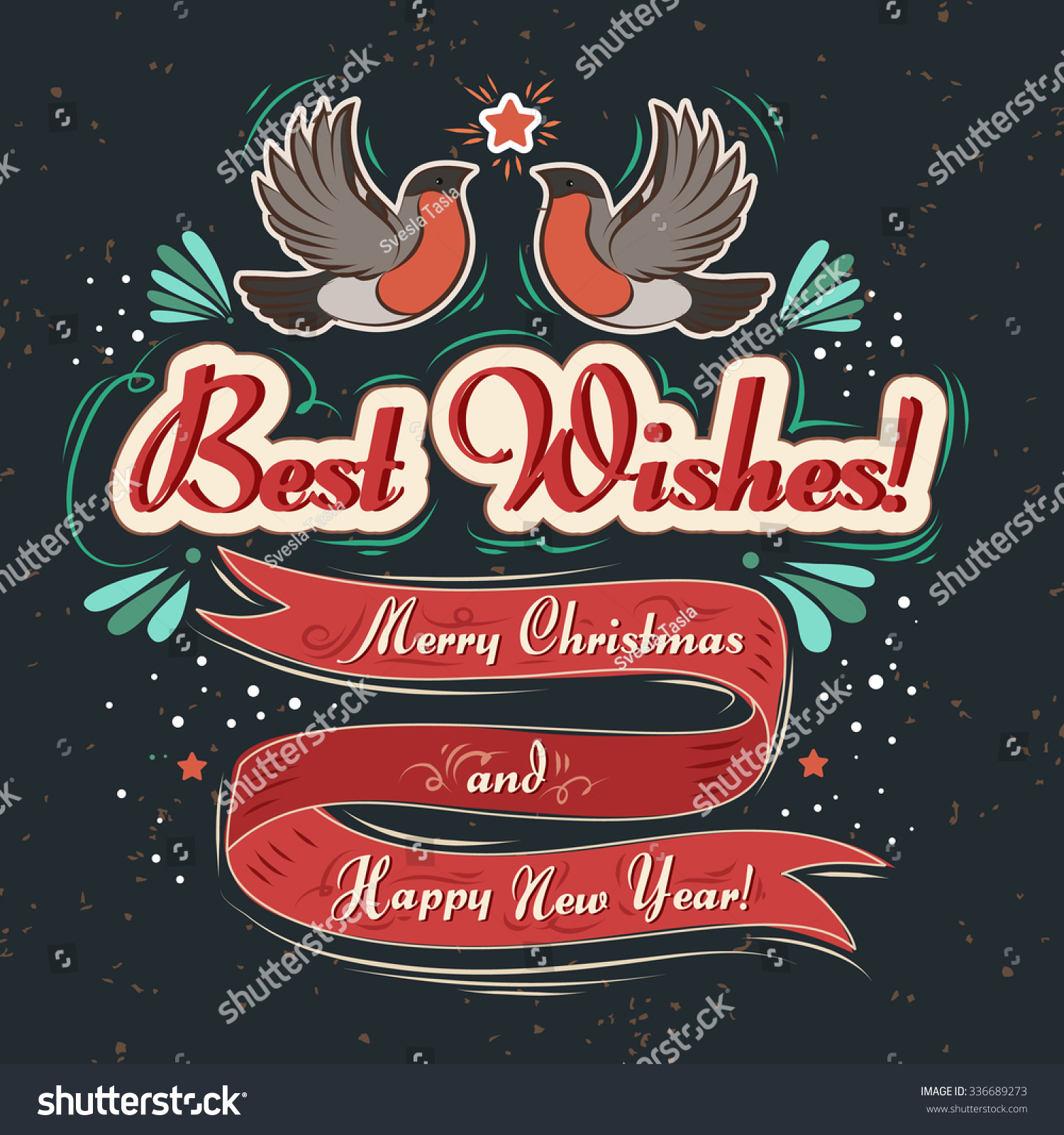 Merry Christmas Happy New Year Best Stock Vector (Royalty Free) 336689273