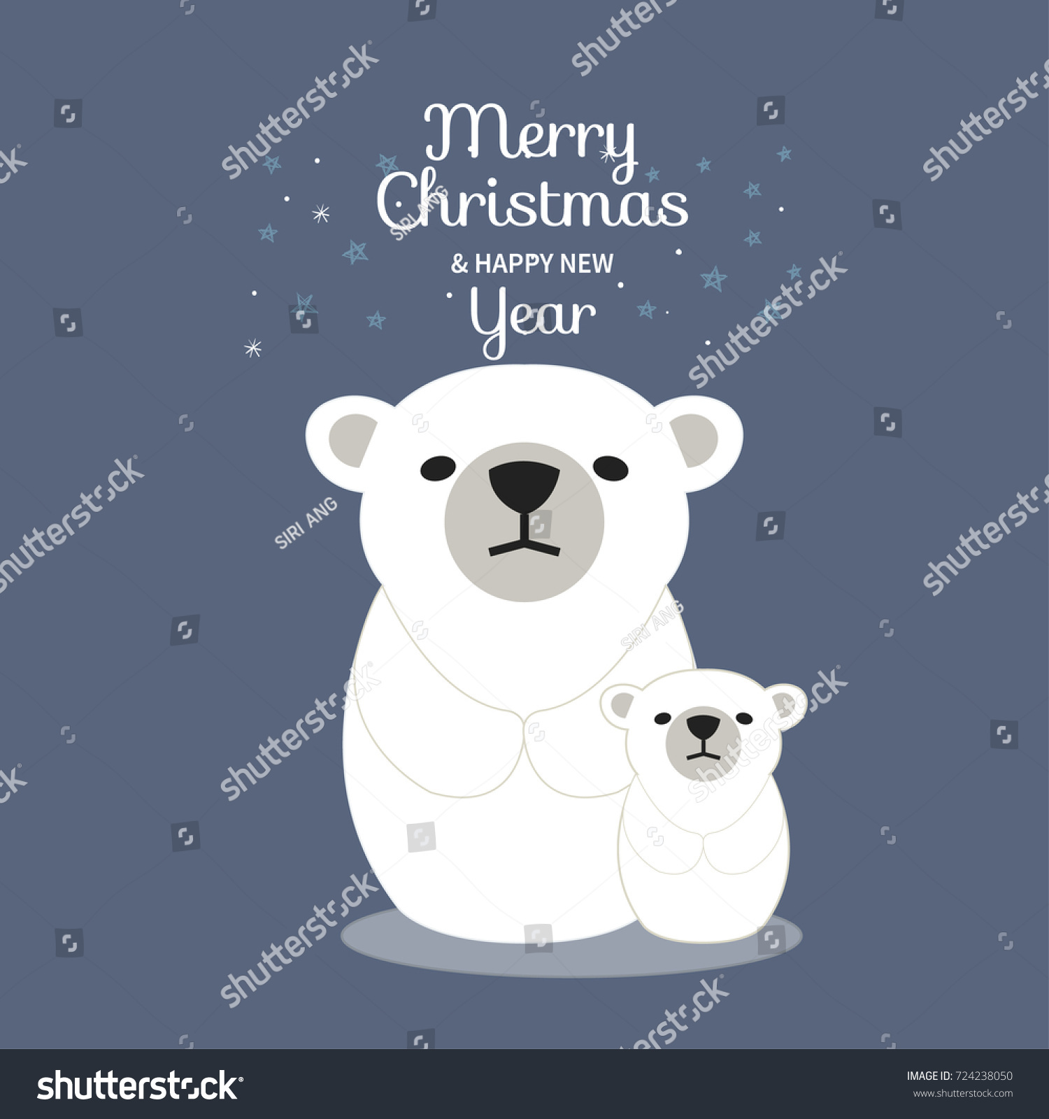 Merry Christmas and Happy New Year card with polar bear