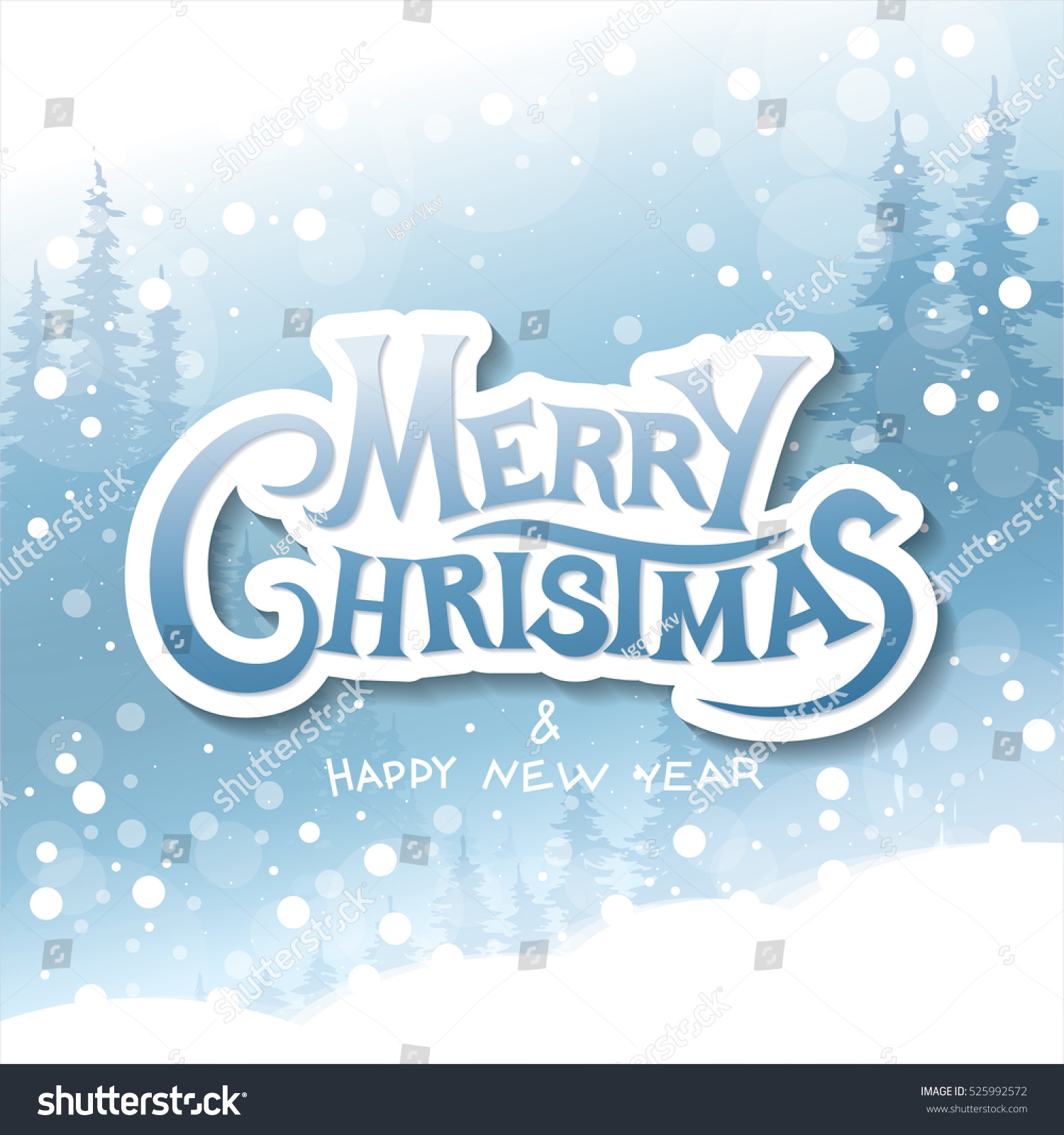 Merry Christmas And Happy New Year. Christmas Greeting Card Stock