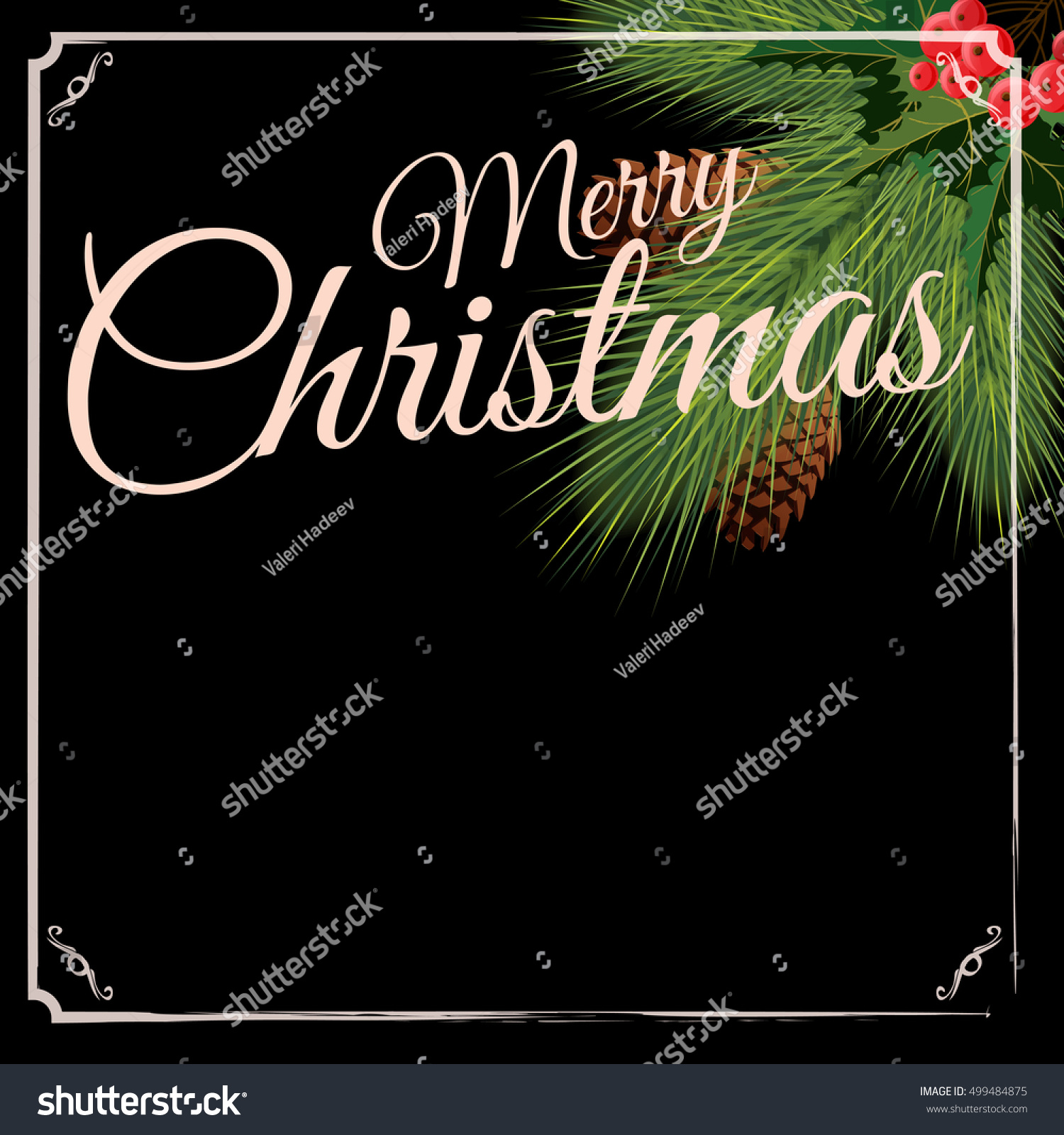 Merry Christmas Happy New Year 2017 Stock Vector 499484875 - Shutterstock