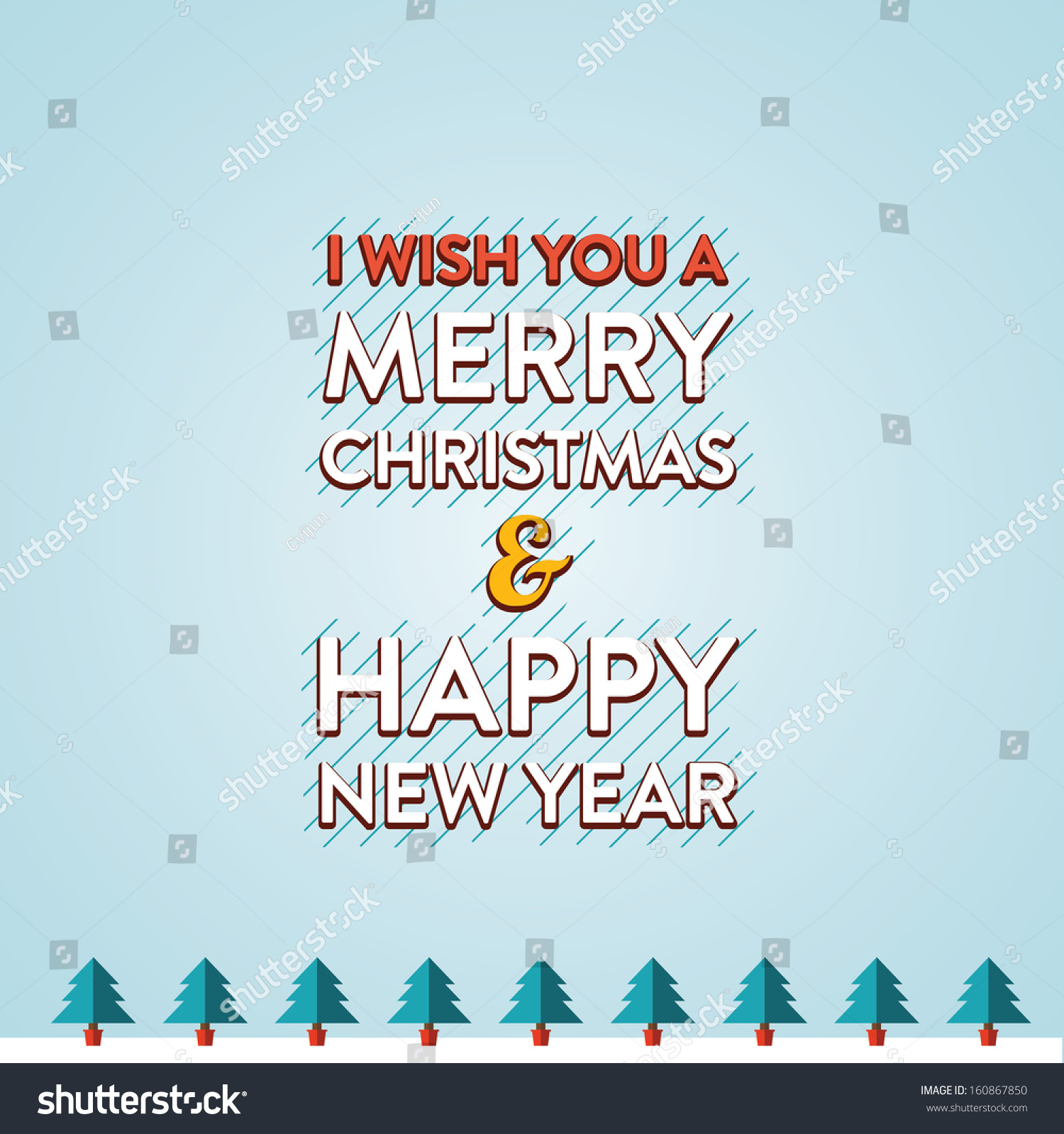 Merry Christmas Happy New Year Concept Stock Vector 160867850