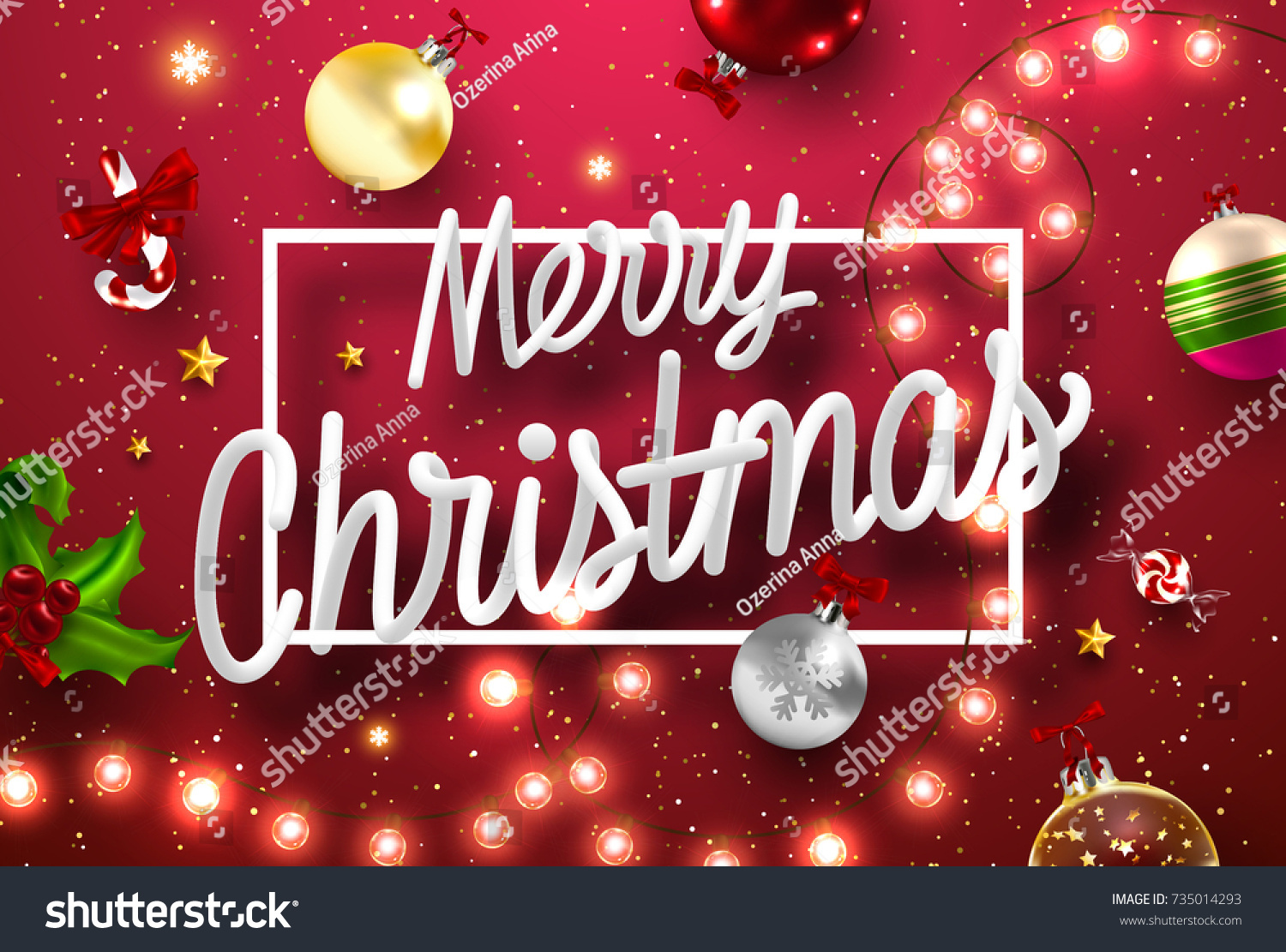 Merry Christmas Happy New Year 2018 Stock Vector 735014293 - Shutterstock