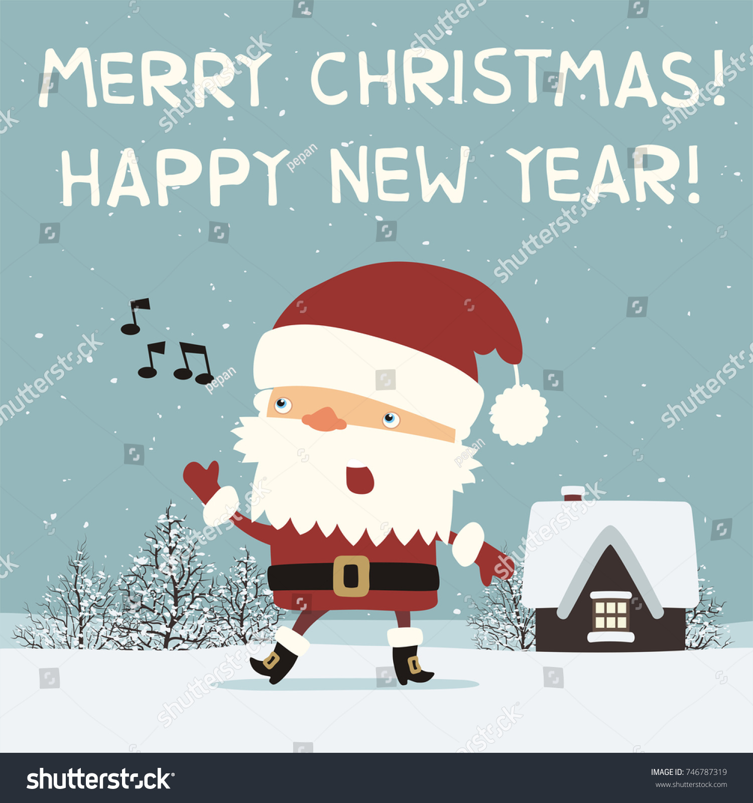 Merry Christmas Happy New Year Funny Stock Vector 746787319 - Shutterstock