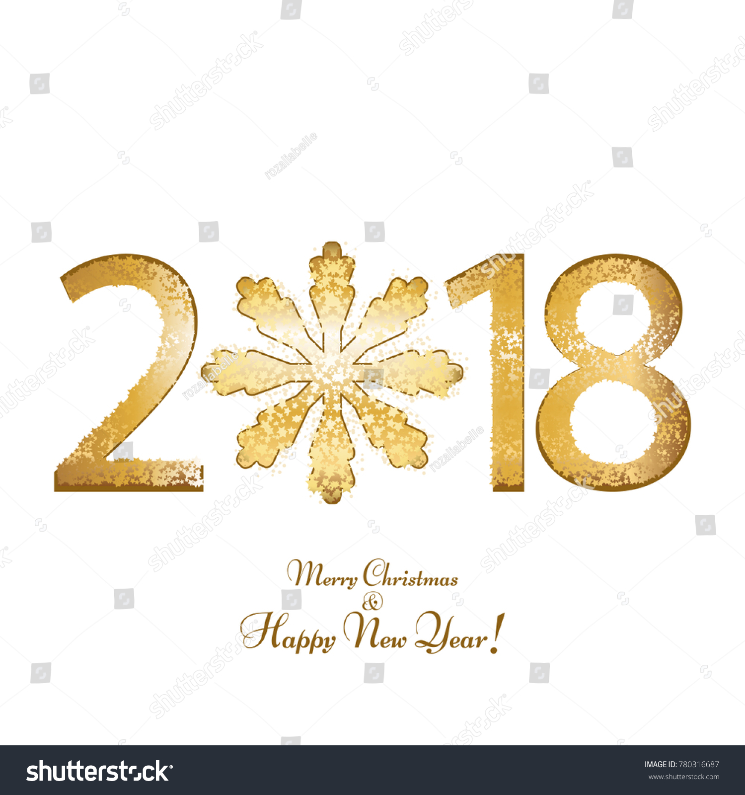 Merry Christmas Happy New Year 2018 Stock Vector 780316687 - Shutterstock