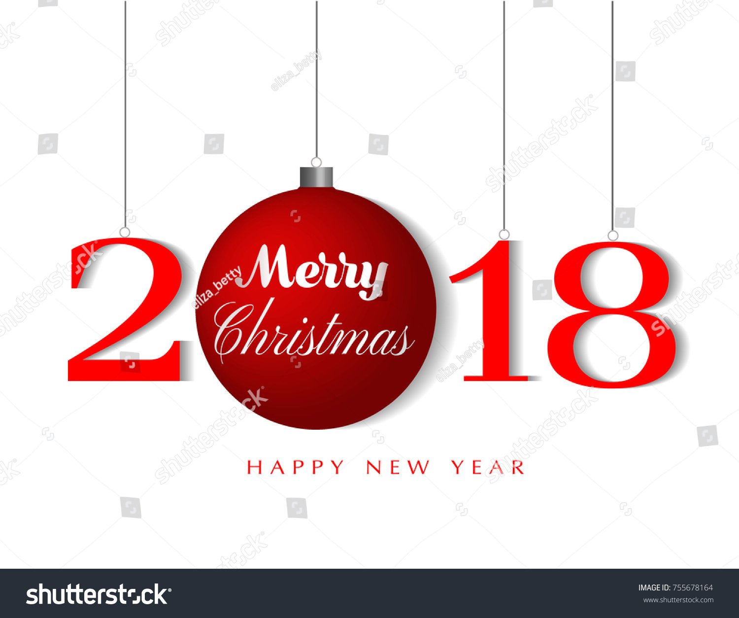 Merry Christmas Happy New Year Greeting Stock Vector 755678164