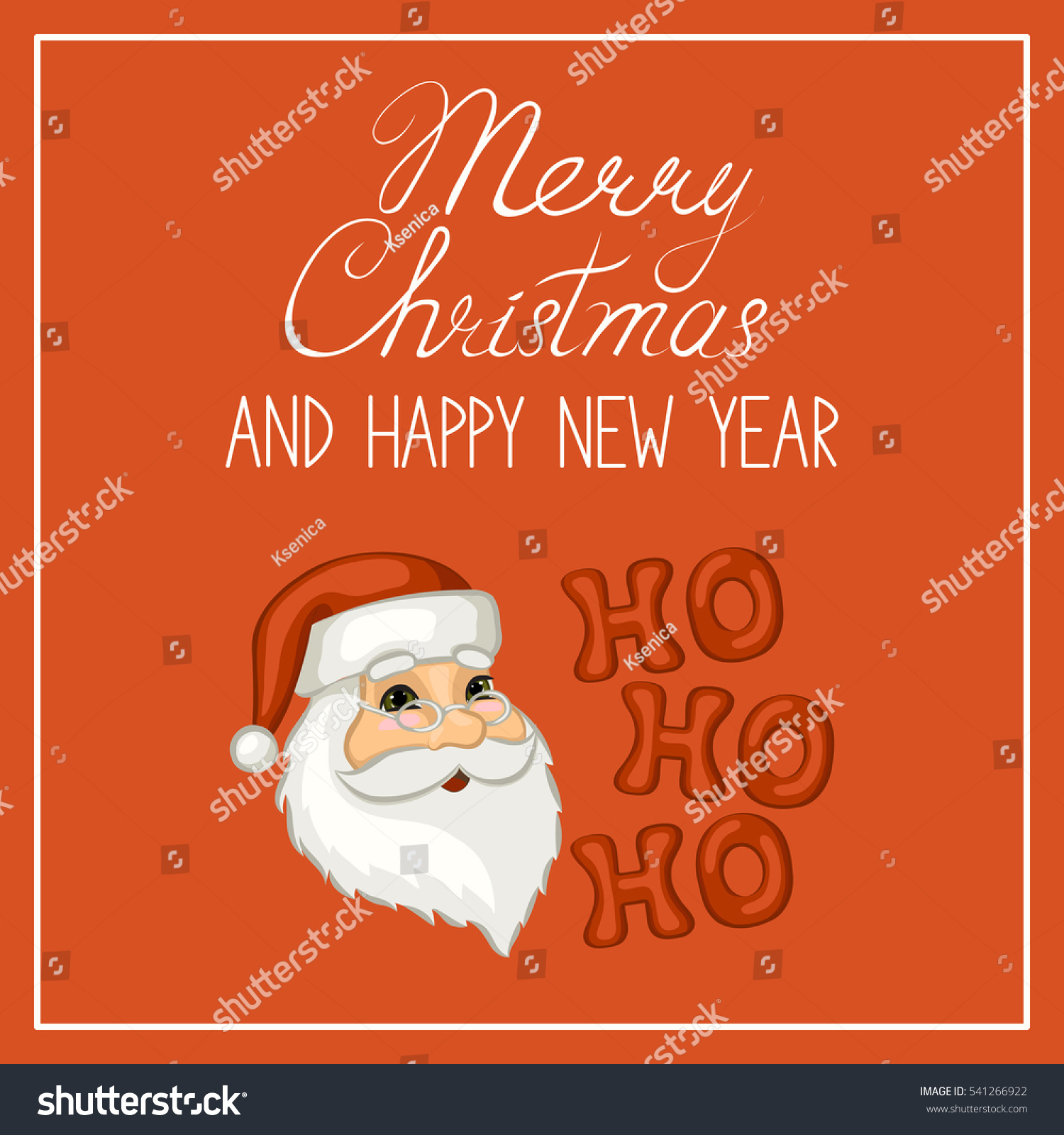 Merry Christmas and happy new year greeting card banner poster Head Santa Claus