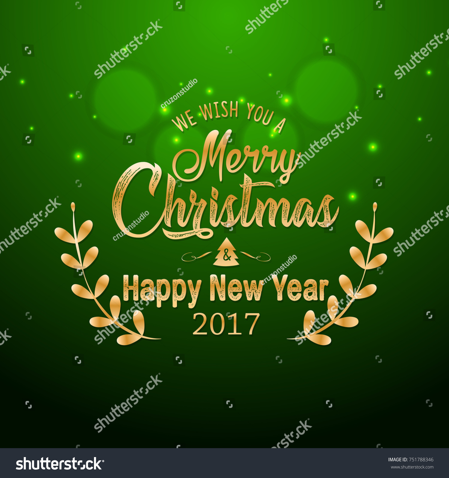 Merry Christmas Happy New Year 2017 Stock Vector 751788346 - Shutterstock