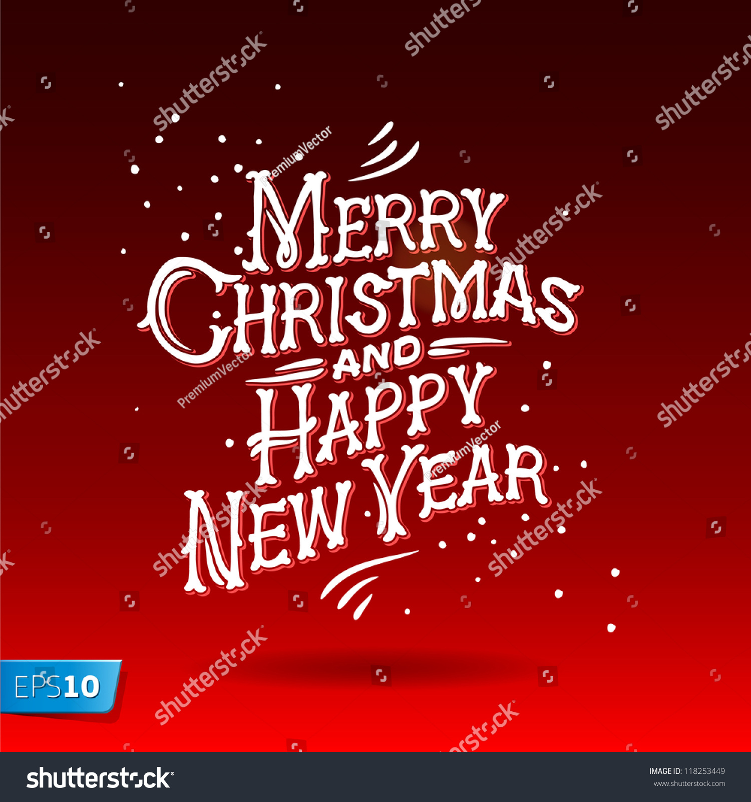 Merry Christmas and Happy New Year Greeting Card lettering vector illustration