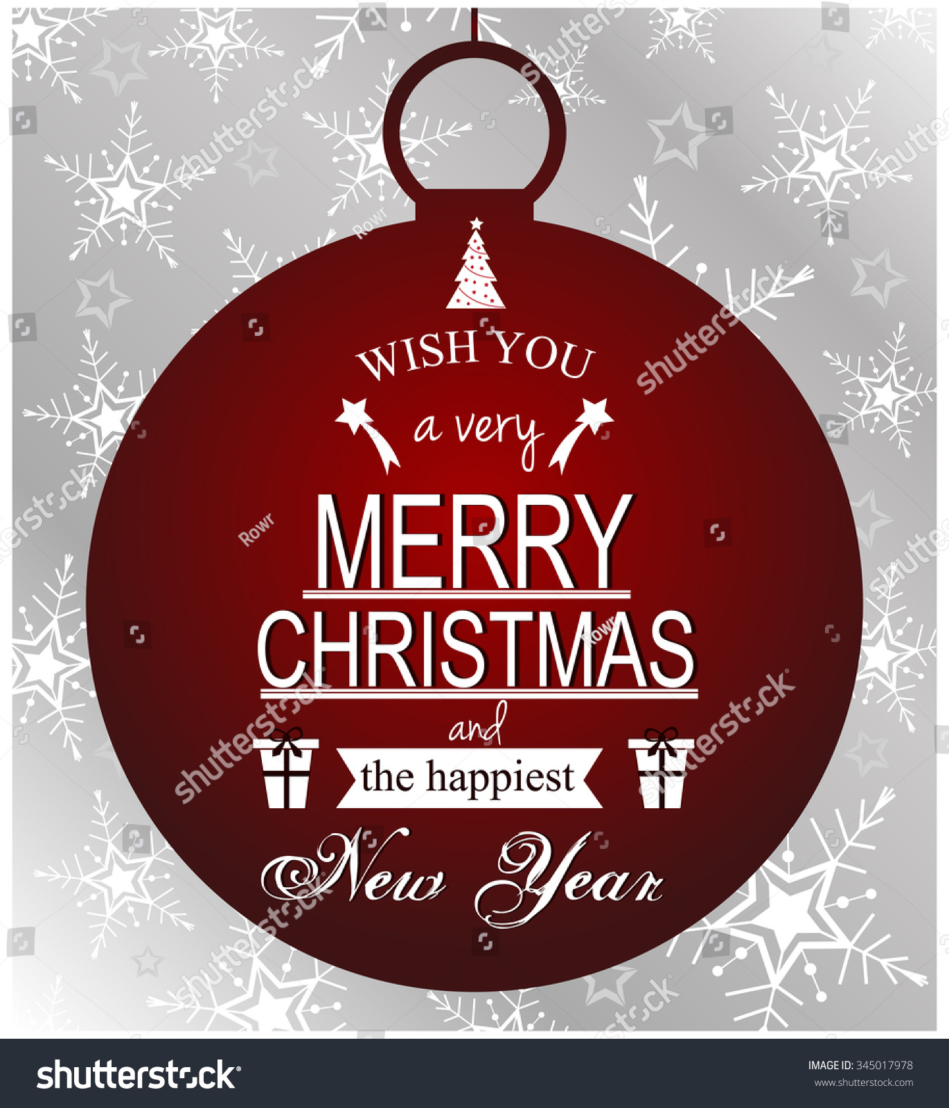 Merry Christmas And Happy New Year Greeting Card Or Background. Vector Illustration. - 345017978