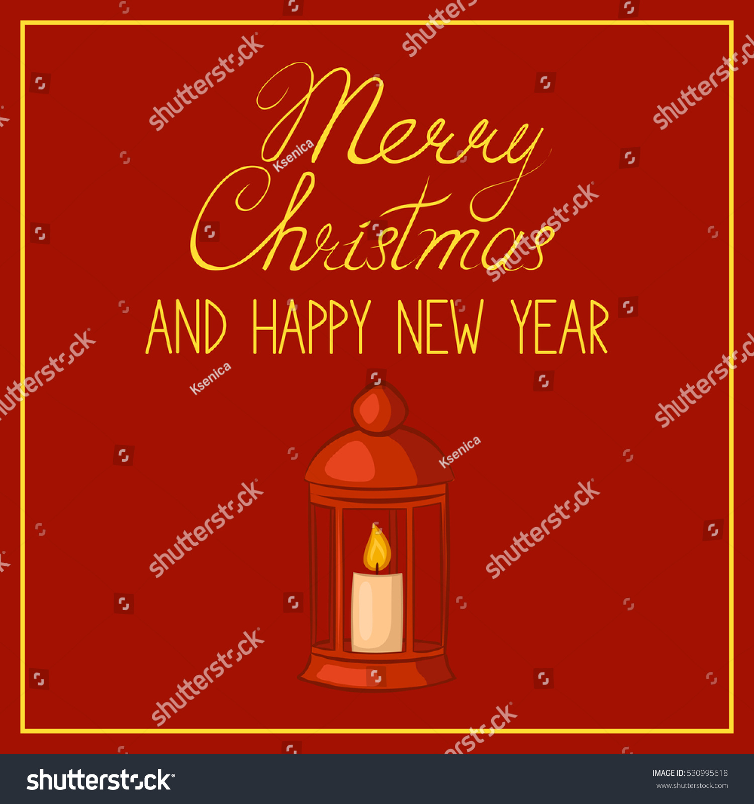 Merry Christmas Happy New Year Greeting Stock Vector 530995618