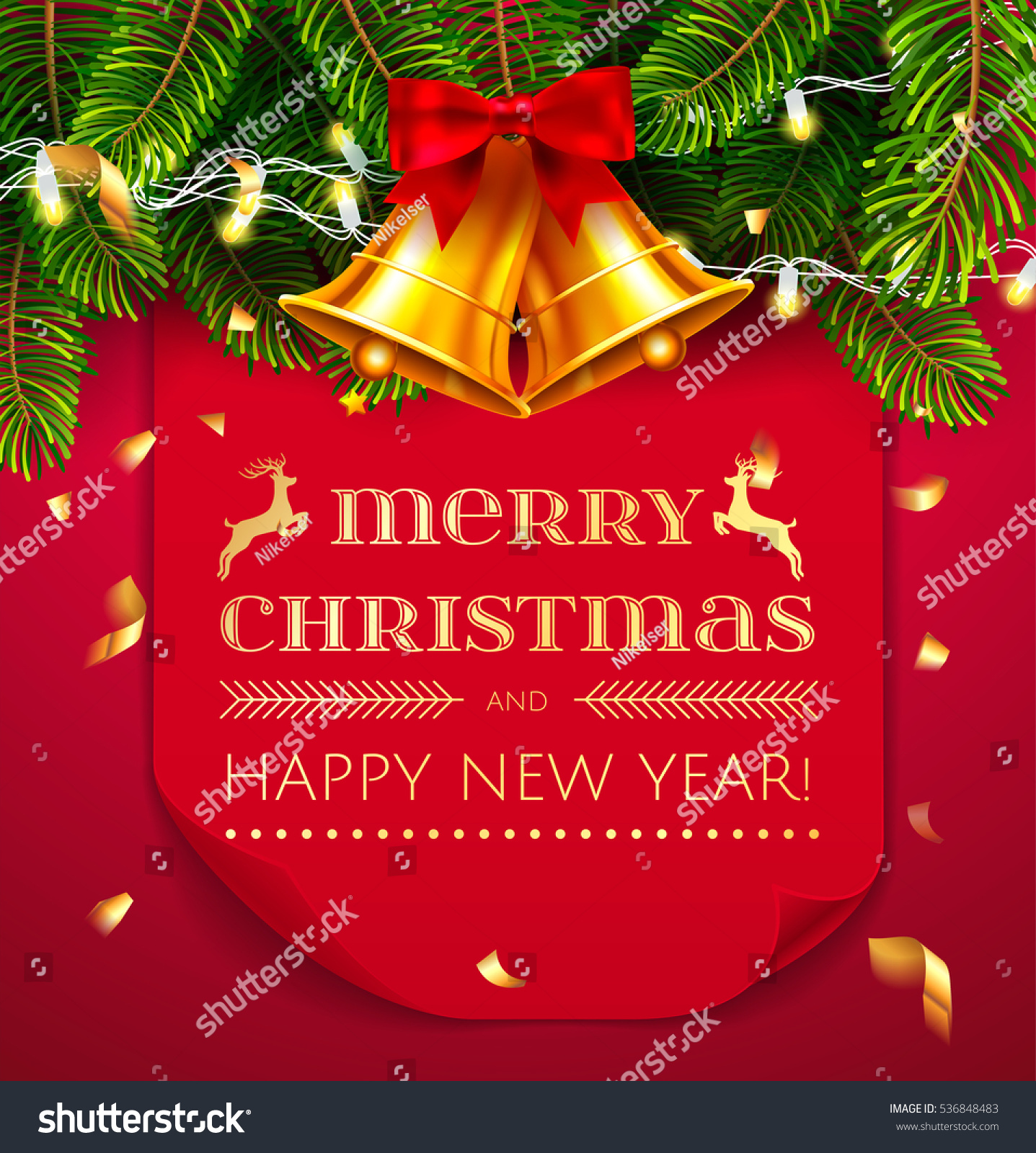 Merry Christmas Happy New Year Greeting 库存矢量图 免版税