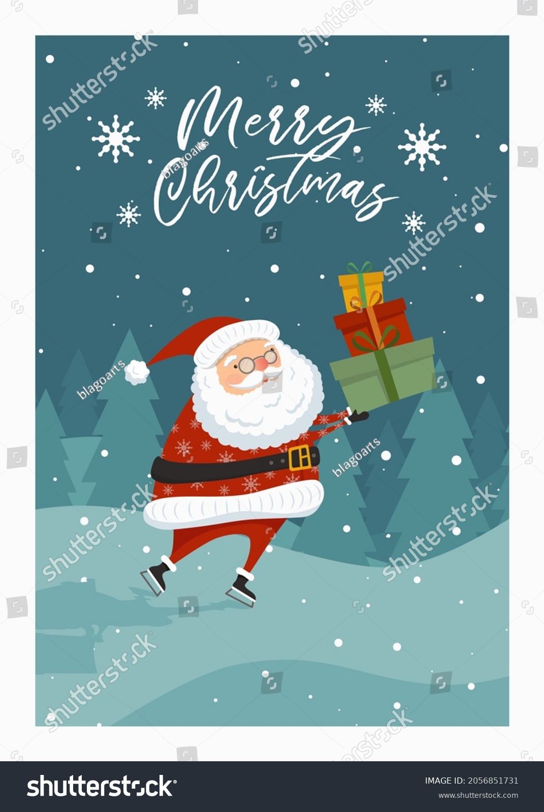 Merry Christmas Happy New Year 2022 Stock Vector (Royalty Free) 2056851731