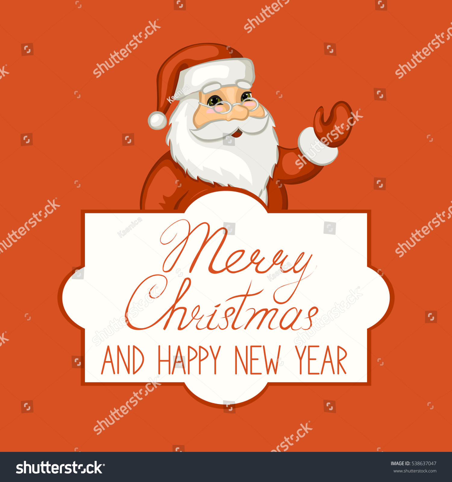 Merry Christmas and happy new year Greeting card with Santa Claus