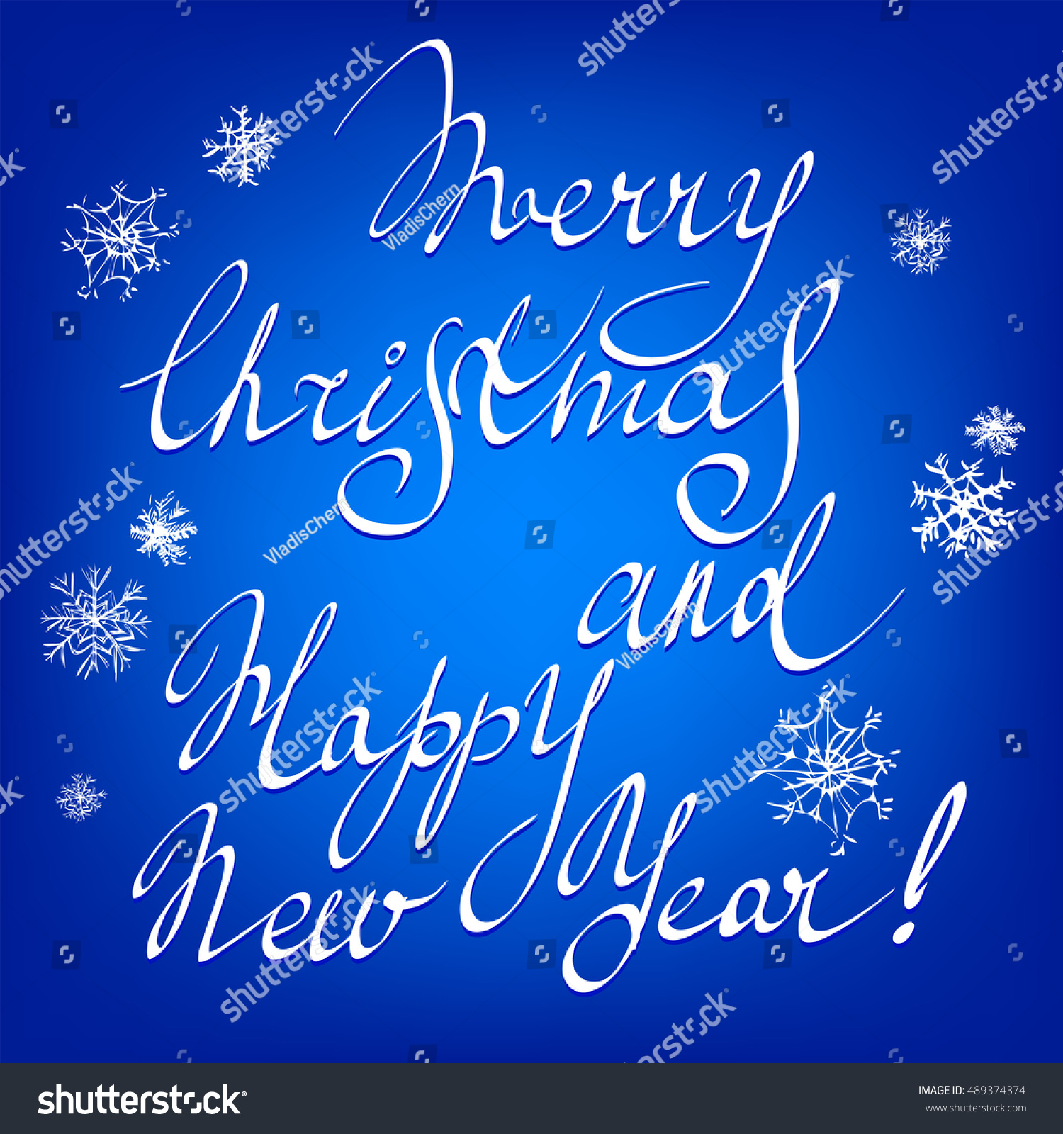 Merry Christmas And Happy New Year Hand Lettering - Handmade Calligraphy, Vector - 489374374