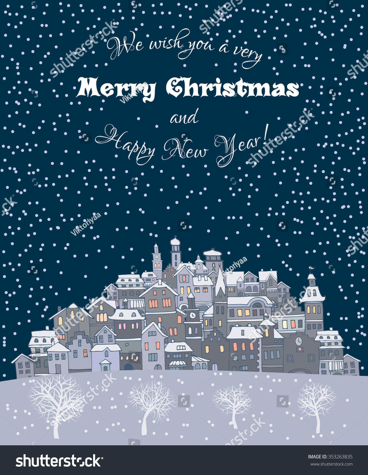 Merry Christmas And Happy New Year Holiday Background With Inscription ...