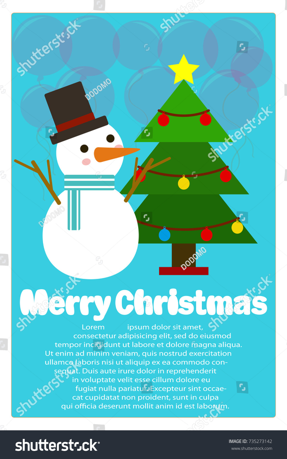 Merry Christmas and Happy New Year Illustration of Santa ing snowy winter Greeting
