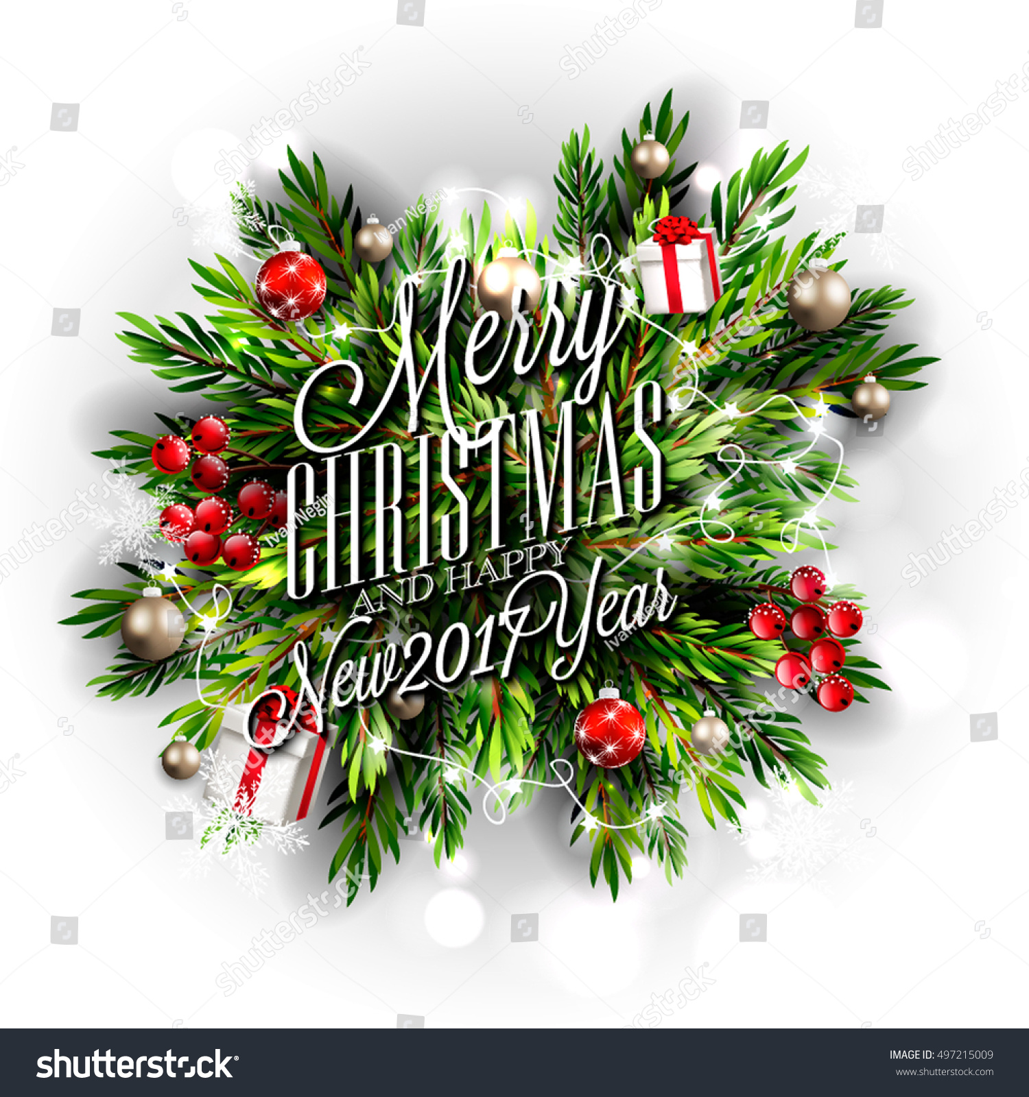 Merry Christmas Happy New Year Invitation Stock Vector 497215009 - Shutterstock