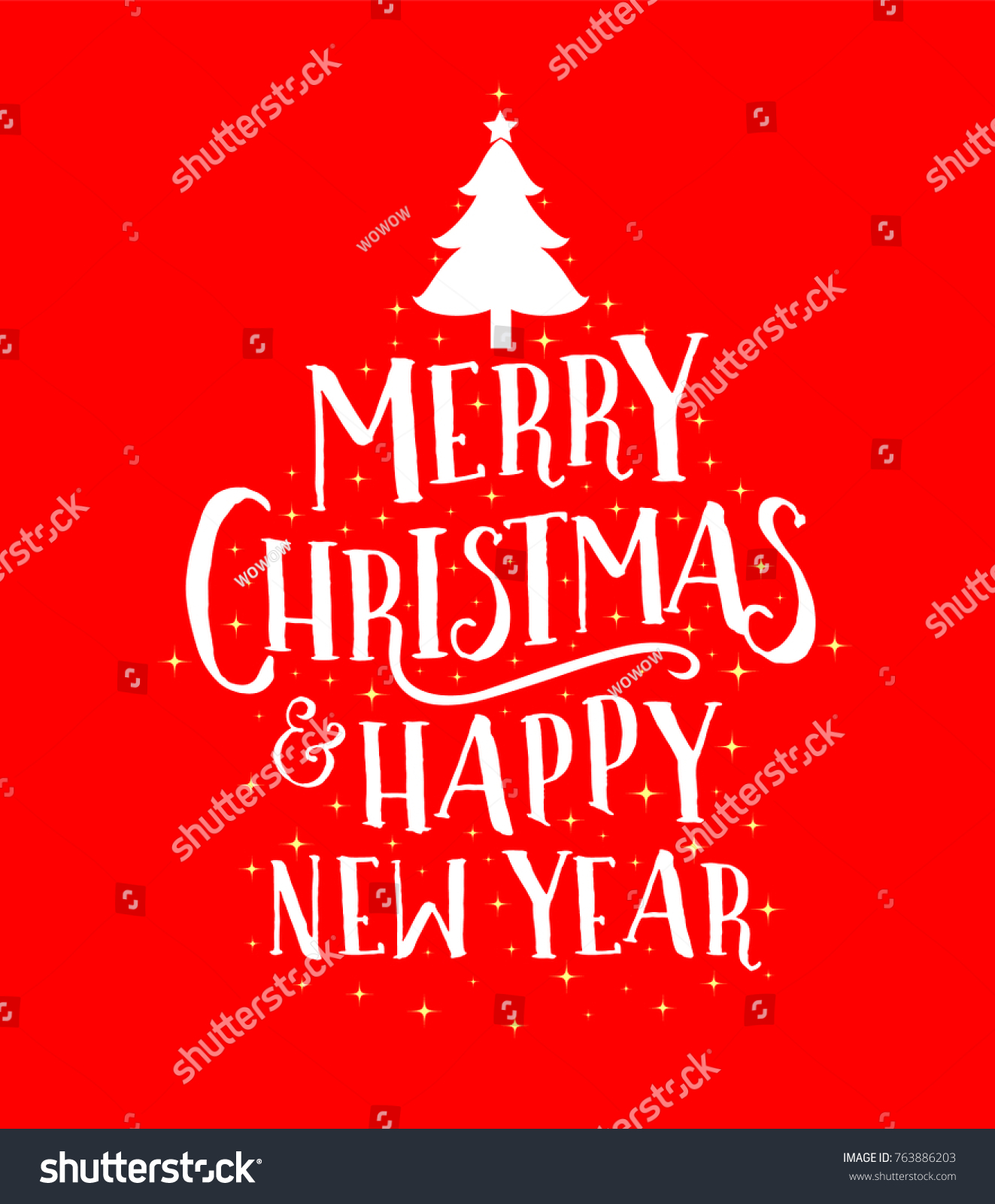 Merry Christmas Happy New Year Lettering Stock Vector (Royalty Free) 763886203