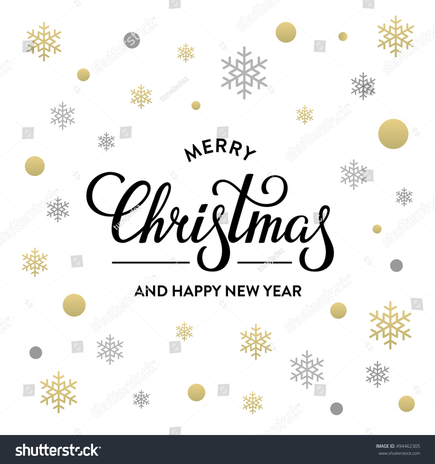 Merry Christmas And Happy New Year Lettering Design. Vector ...