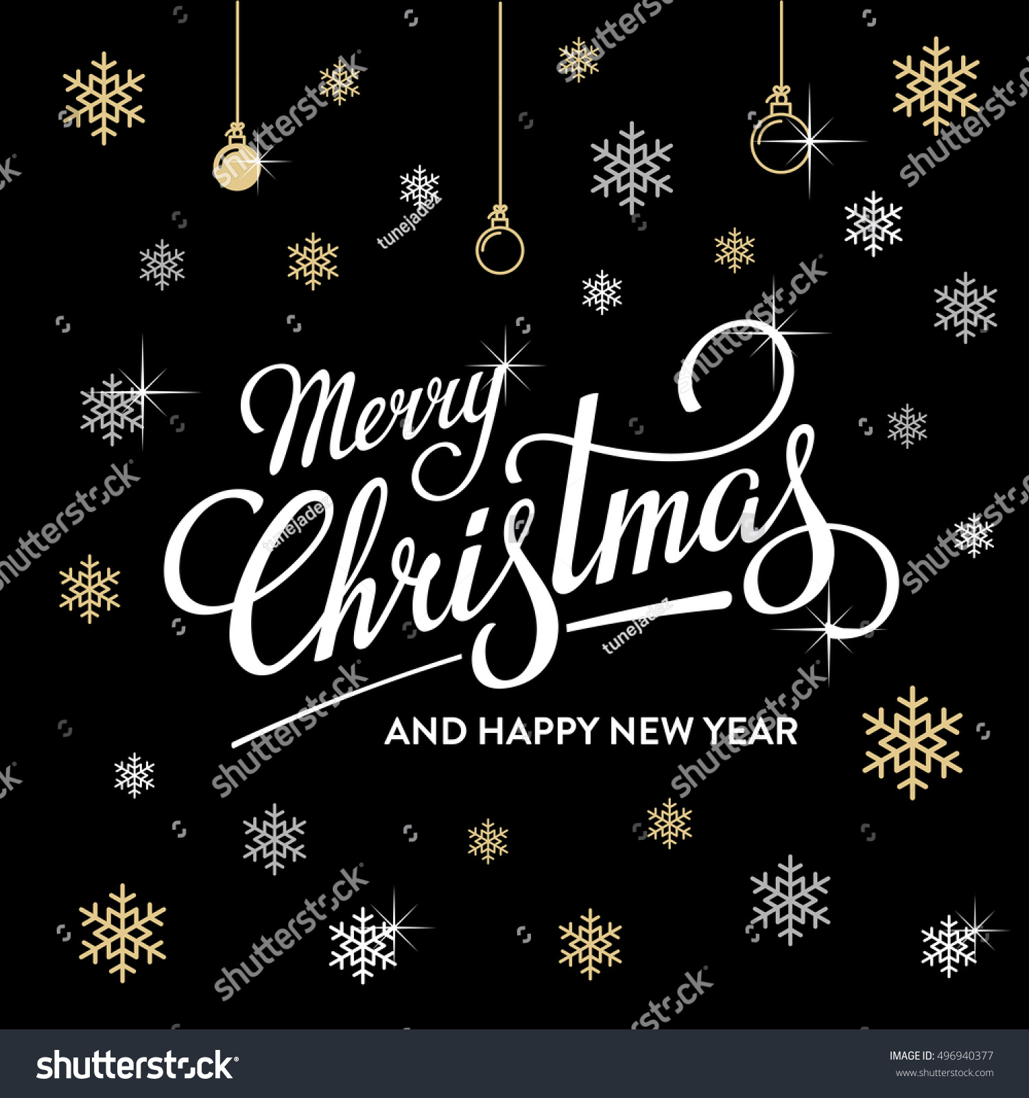 Merry Christmas And Happy New Year Lettering Design. Vector ...