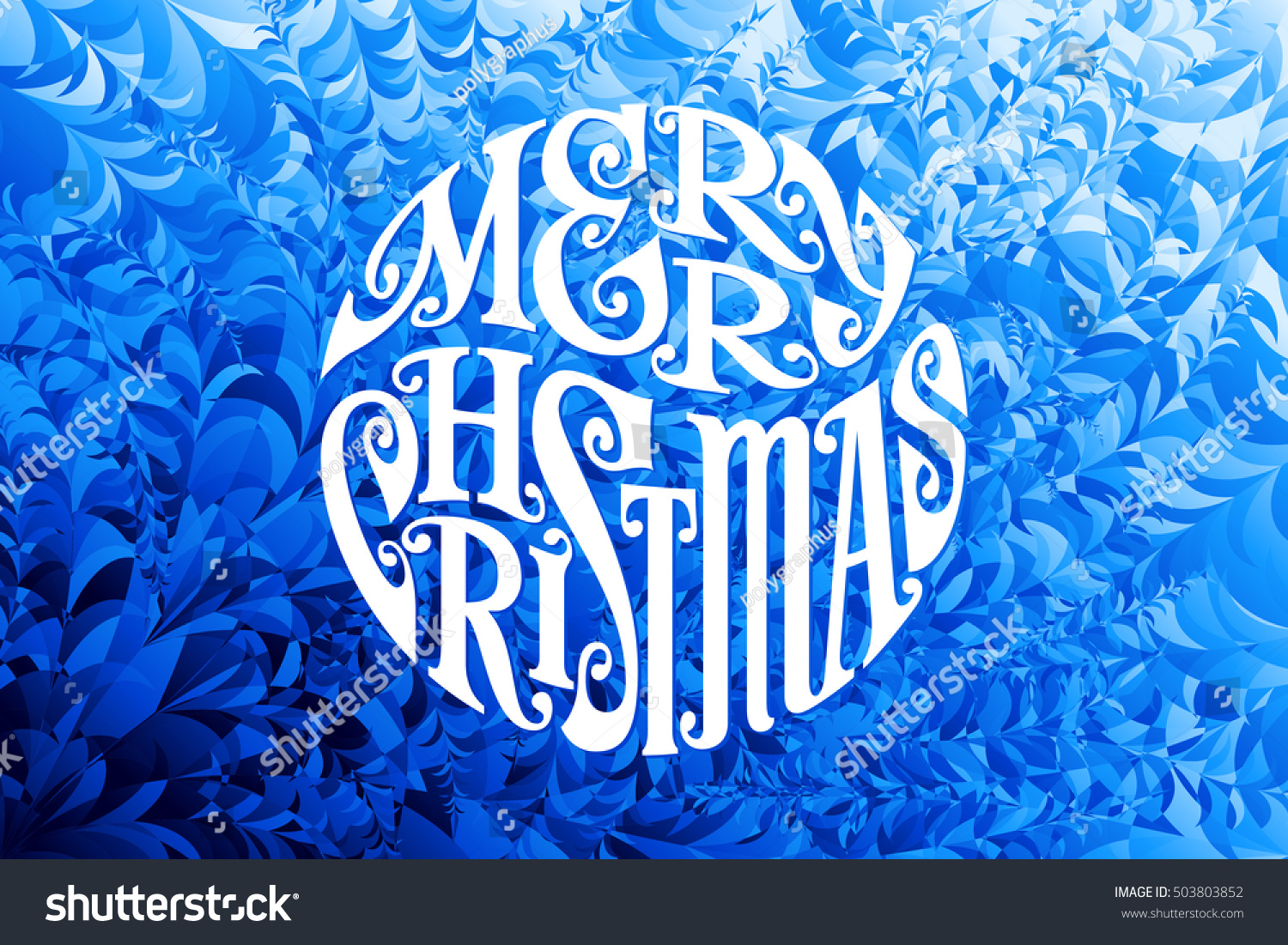 Merry Christmas and Happy New Year Lettering on ice background