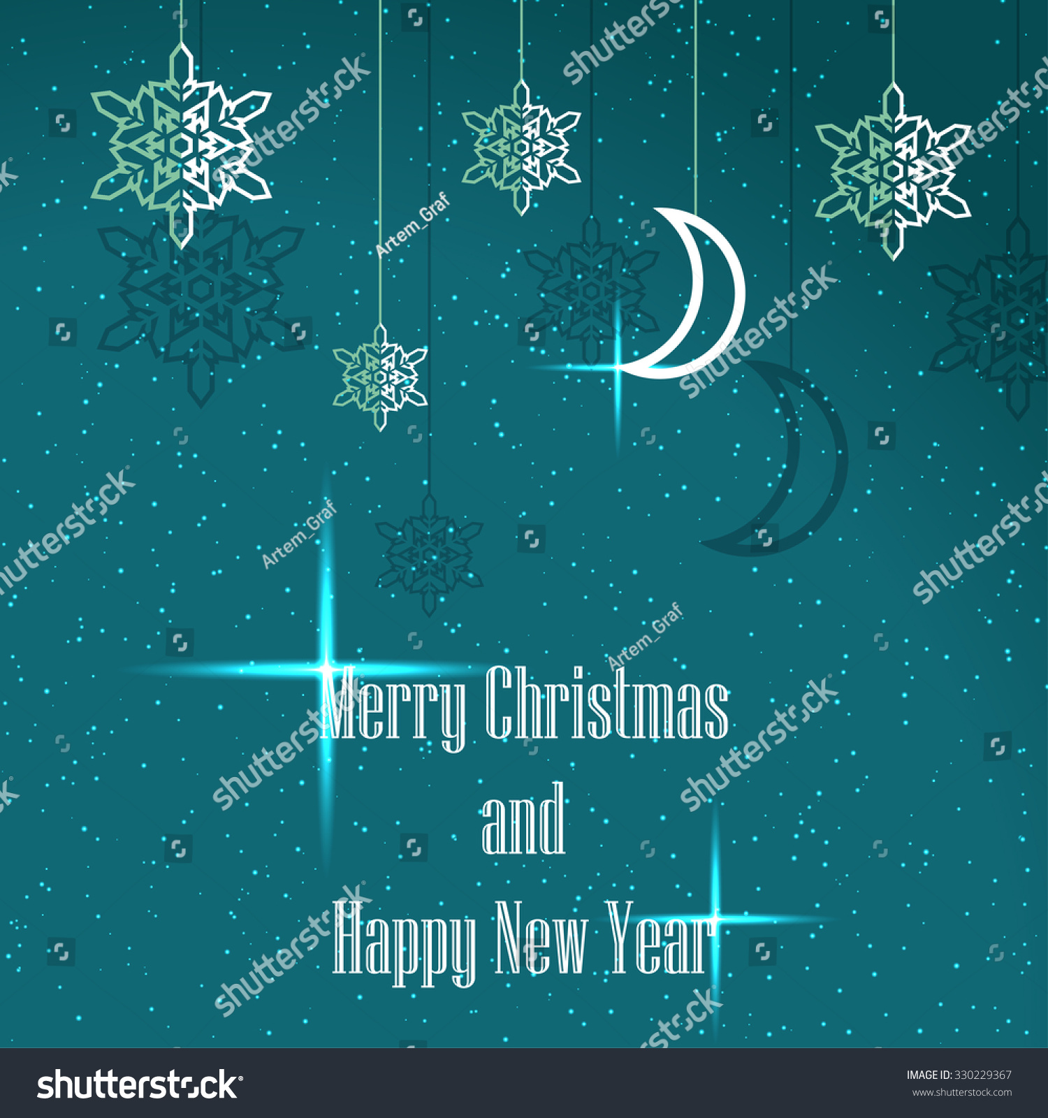 Merry Christmas And Happy New Year Postcard. Vector Illustration