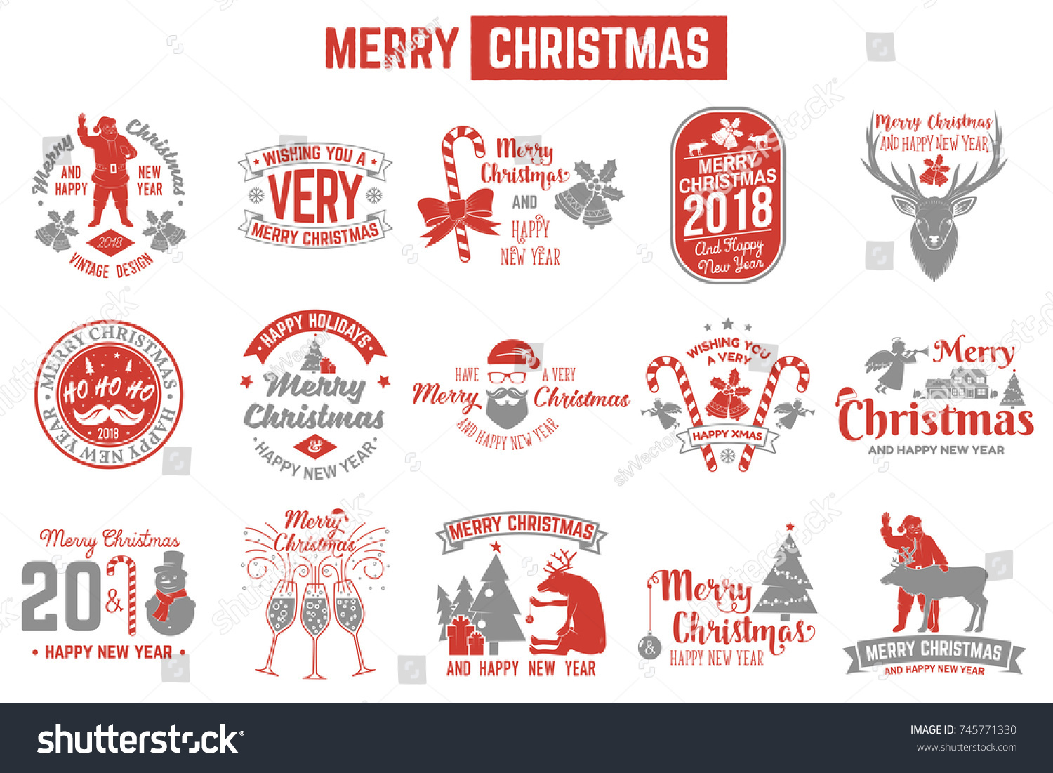 Merry Christmas and Happy New Year 2018 retro template with Santa Claus Christmas tree