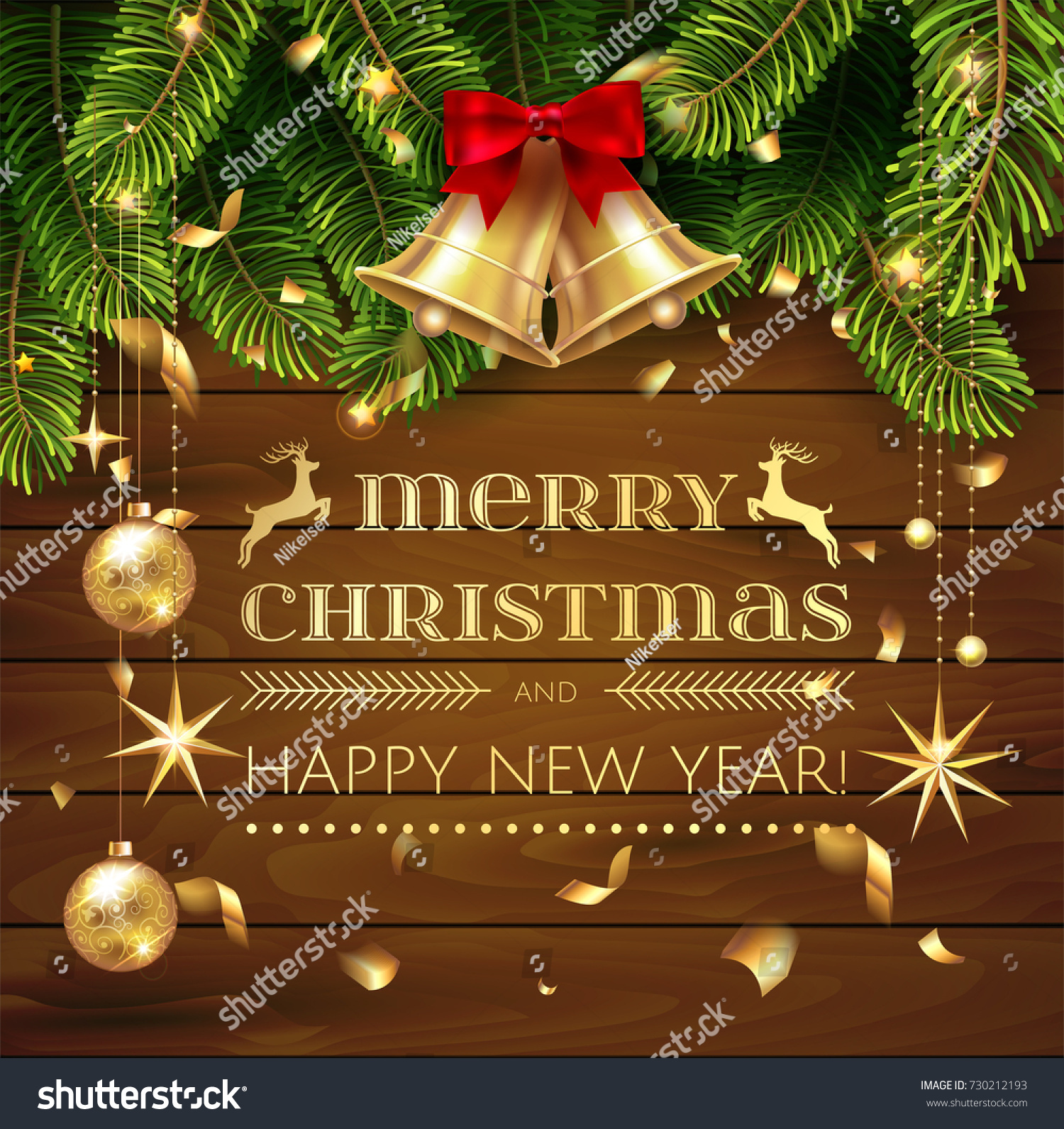 Merry Christmas Happy New Year Stock Stock Vector 730212193 - Shutterstock