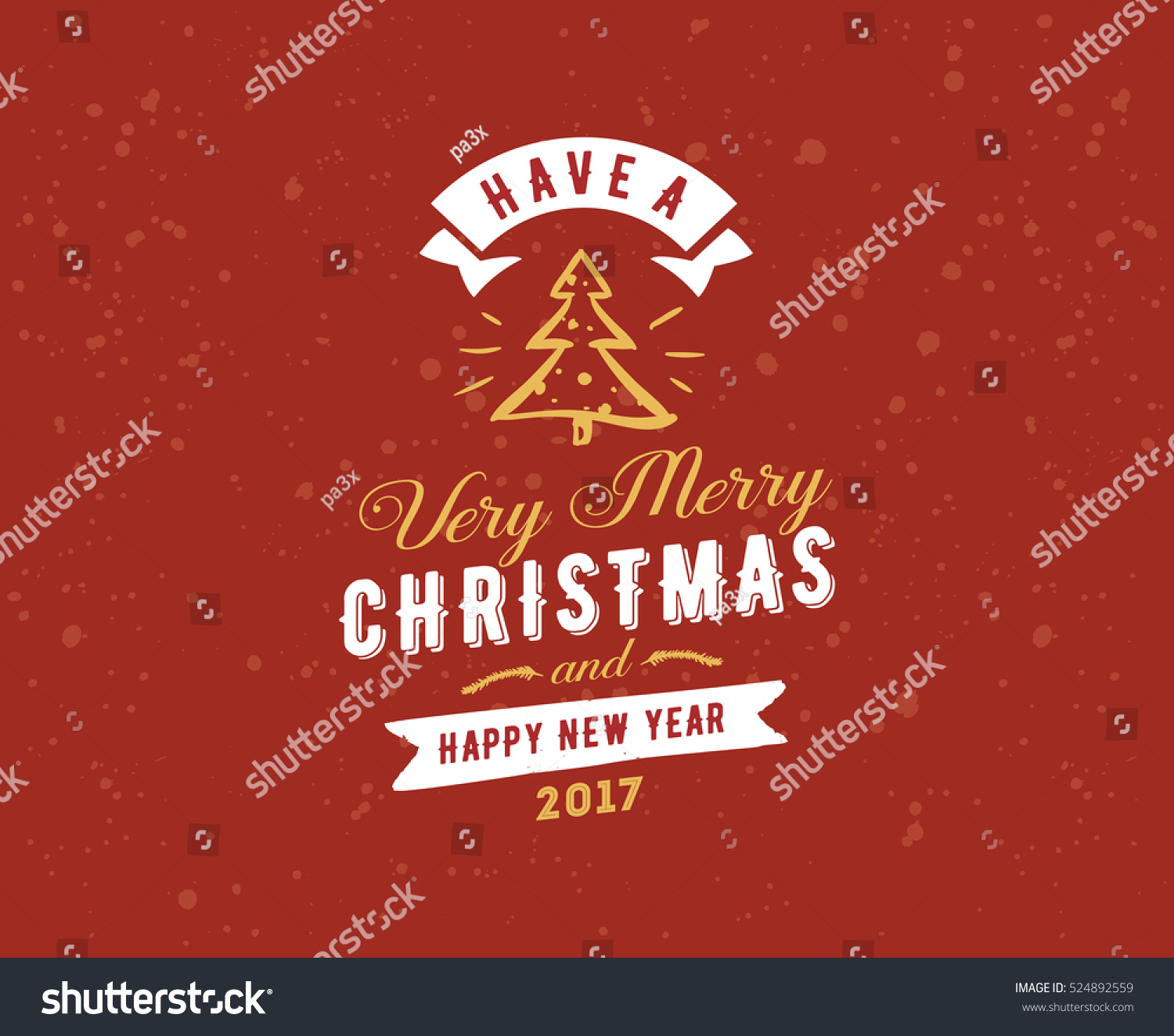 Merry Christmas Happy New Year Text Stock Vector 524892559 - Shutterstock