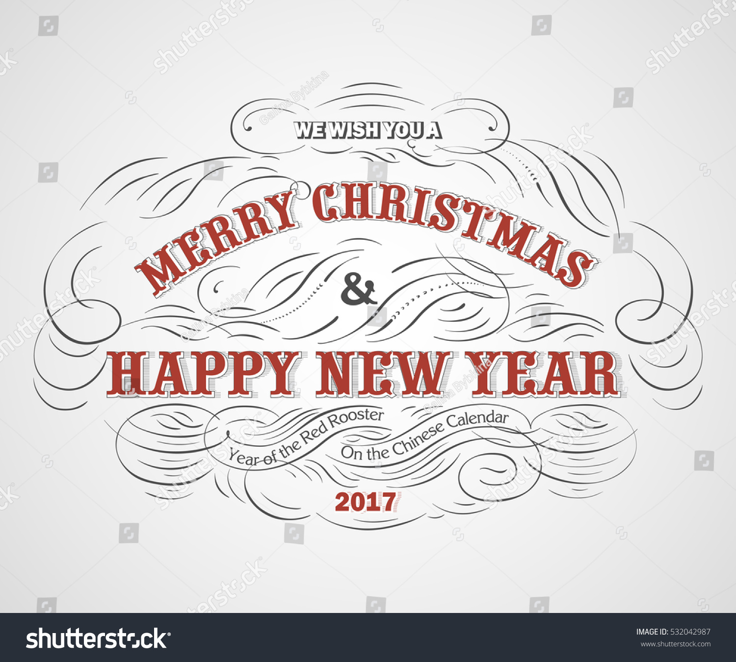 Merry Christmas Happy New Year Typography Stock Vector 532042987 - Shutterstock