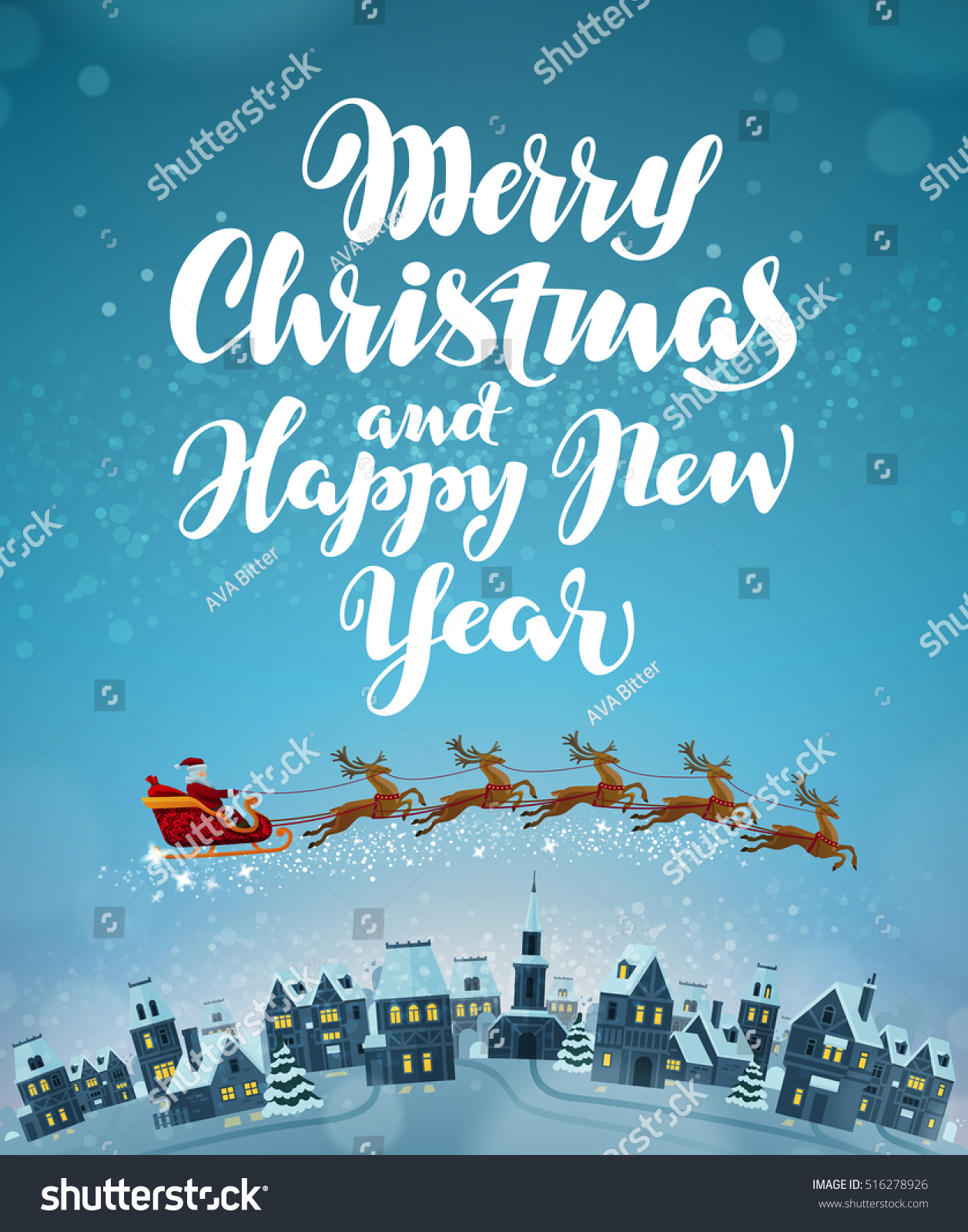 Merry Christmas And Happy New Year. Vector - 516278926 : Shutterstock