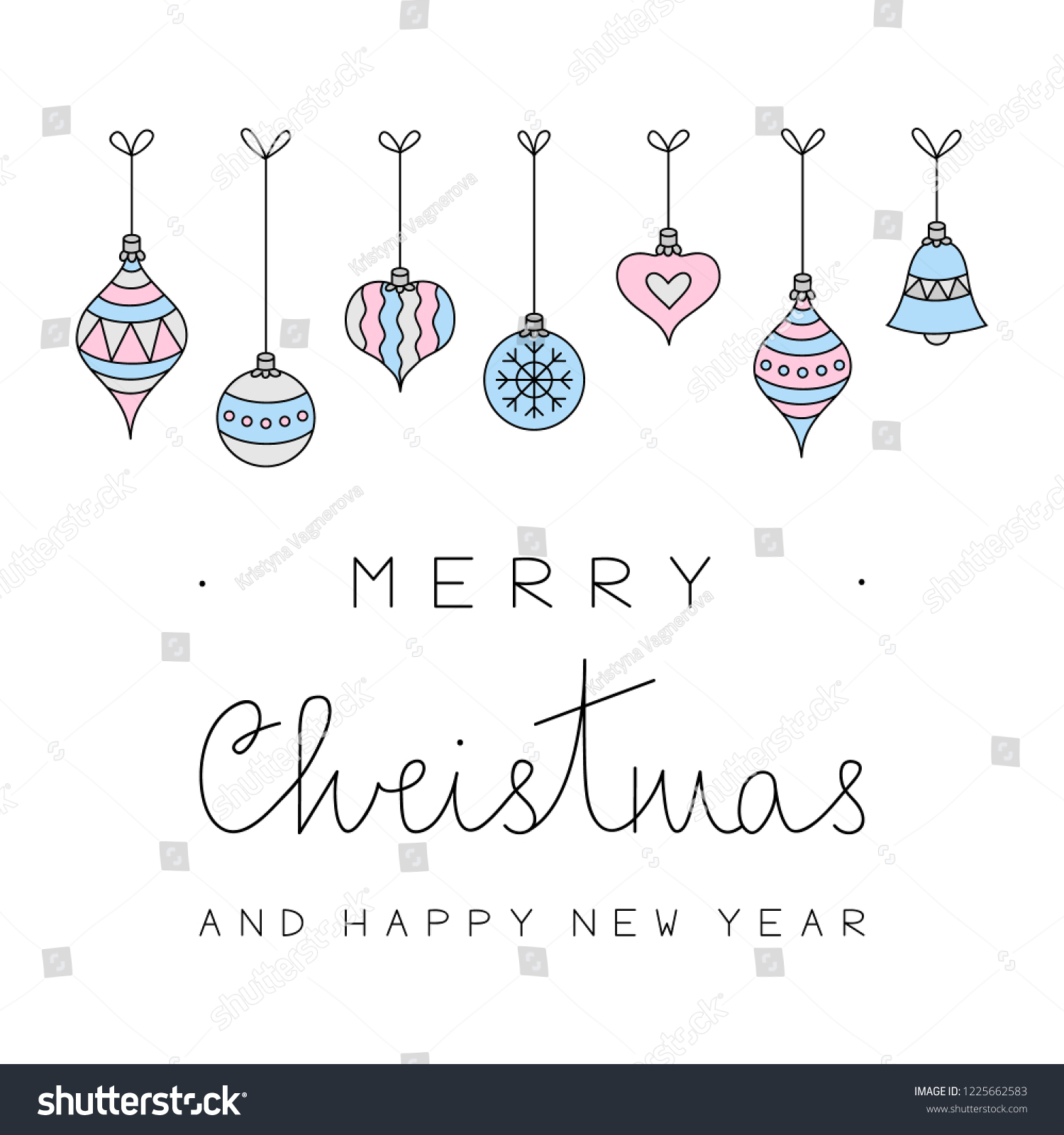 Merry Christmas Happy New Year Vector Stock Vector (Royalty Free