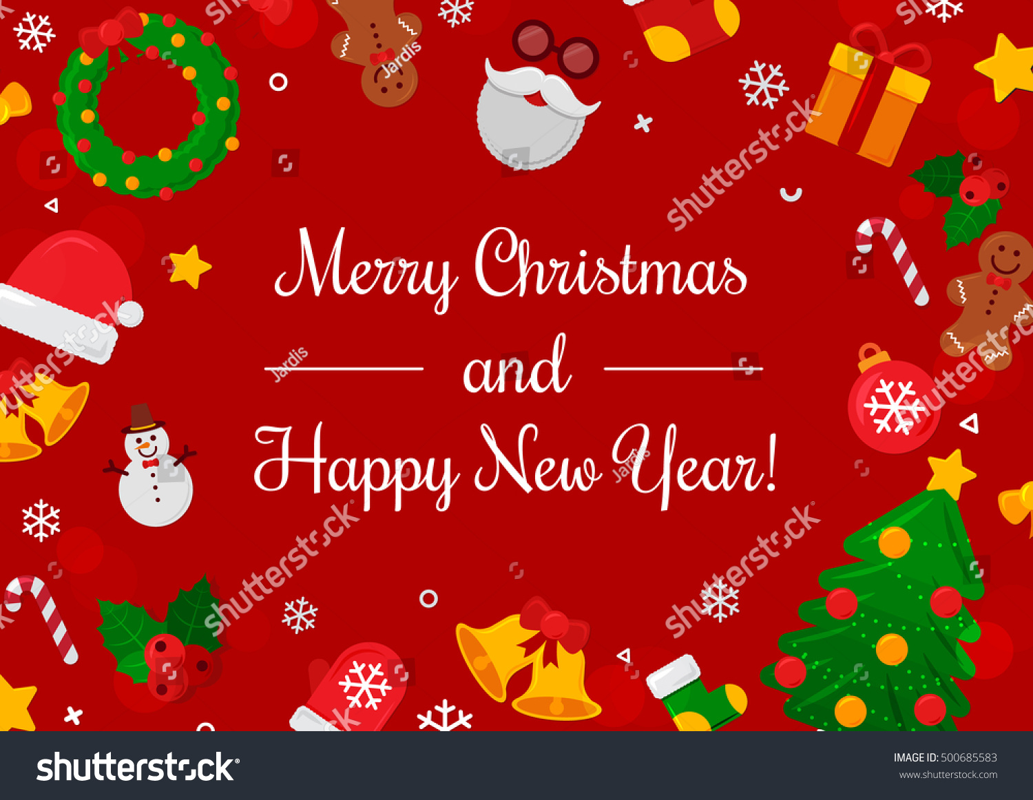 Merry Christmas Background Vector Illustration Flat Stock Vector 500685583 - Shutterstock