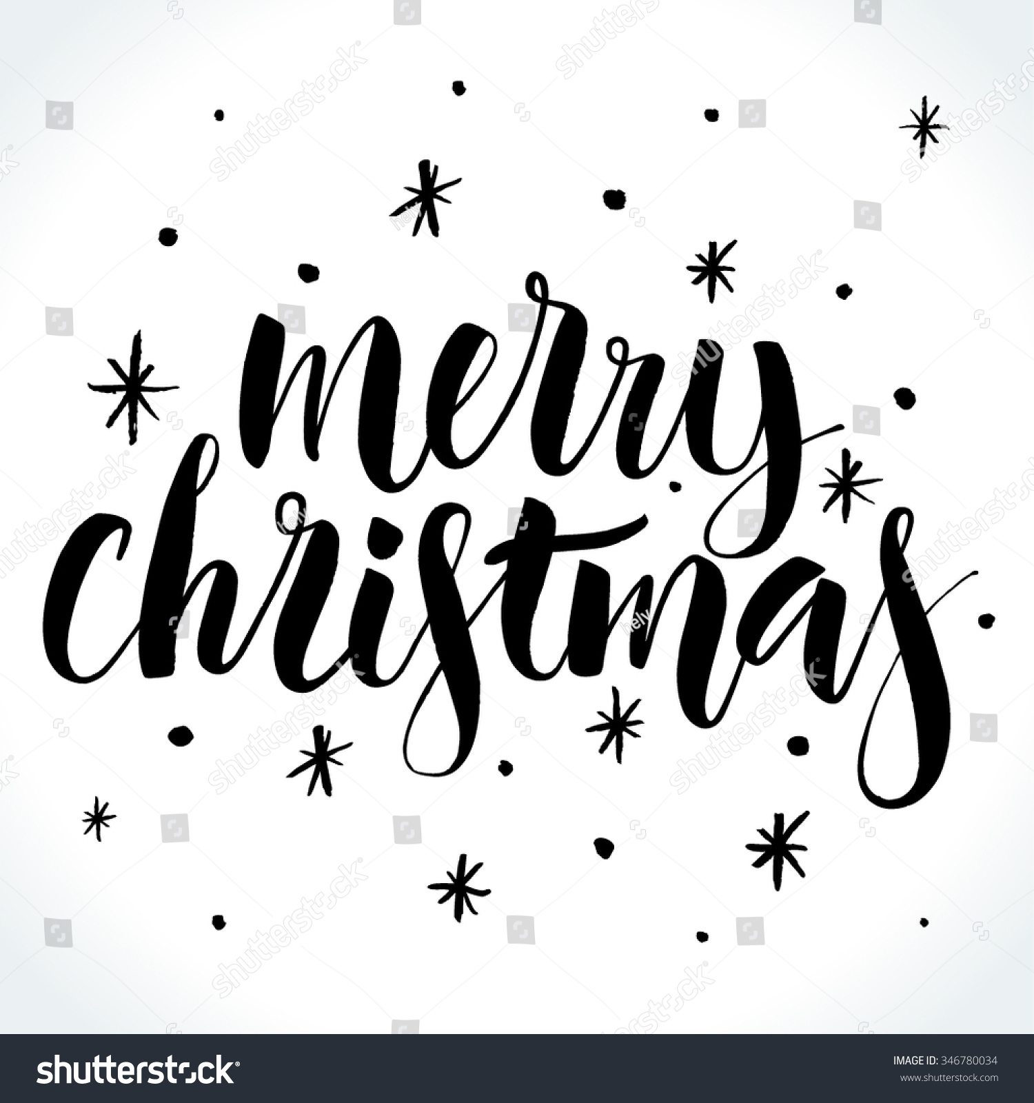 Merry Christmas Background Modern Calligraphy Hand Stock Vector ...